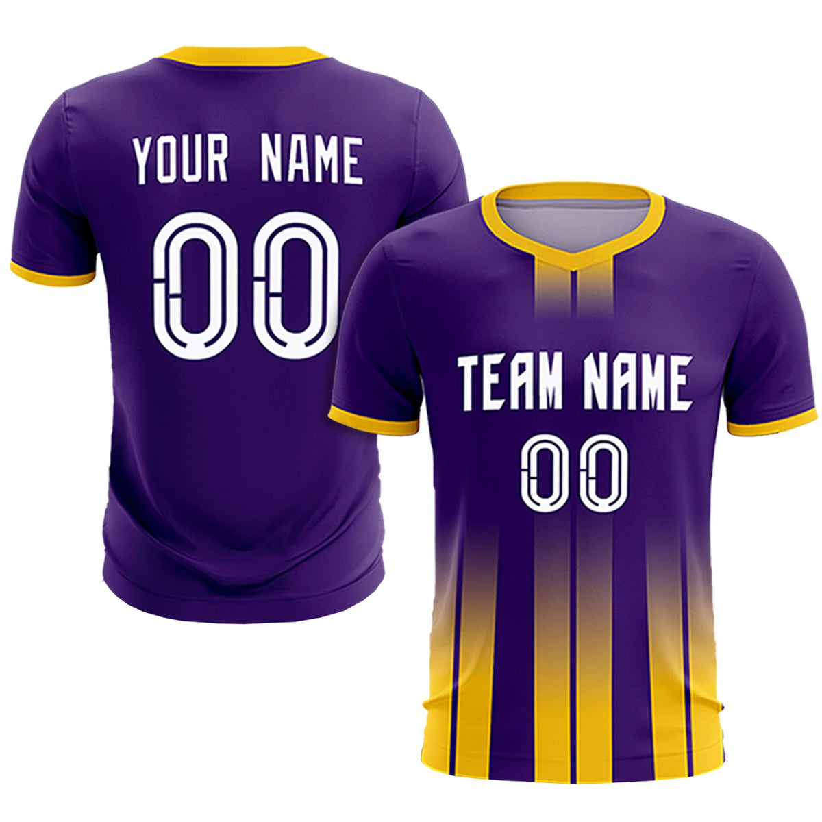 Custom Purple Gold01 Vertical Training Uniform Soccer Sets Jersey