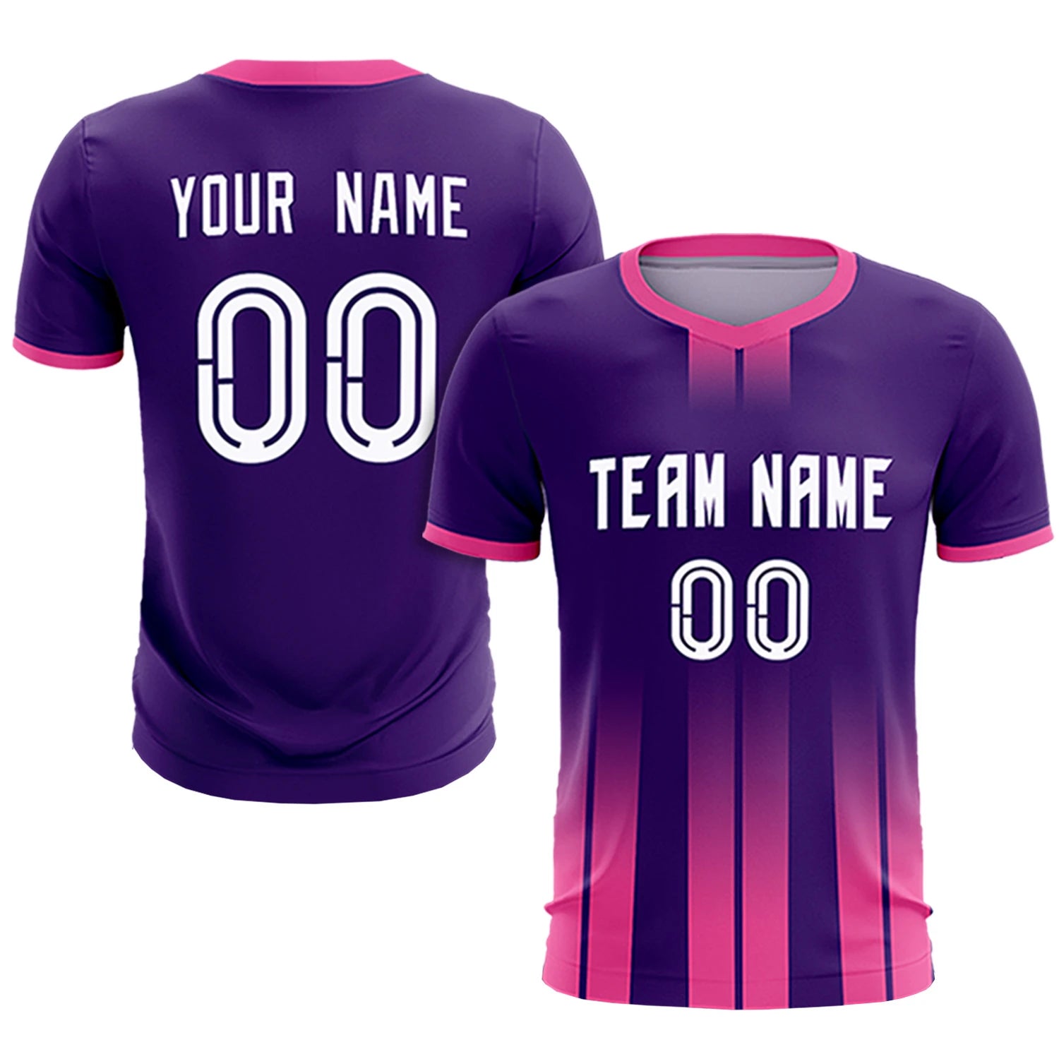 Custom Purple Pink Vertical Training Uniform Soccer Sets Jersey