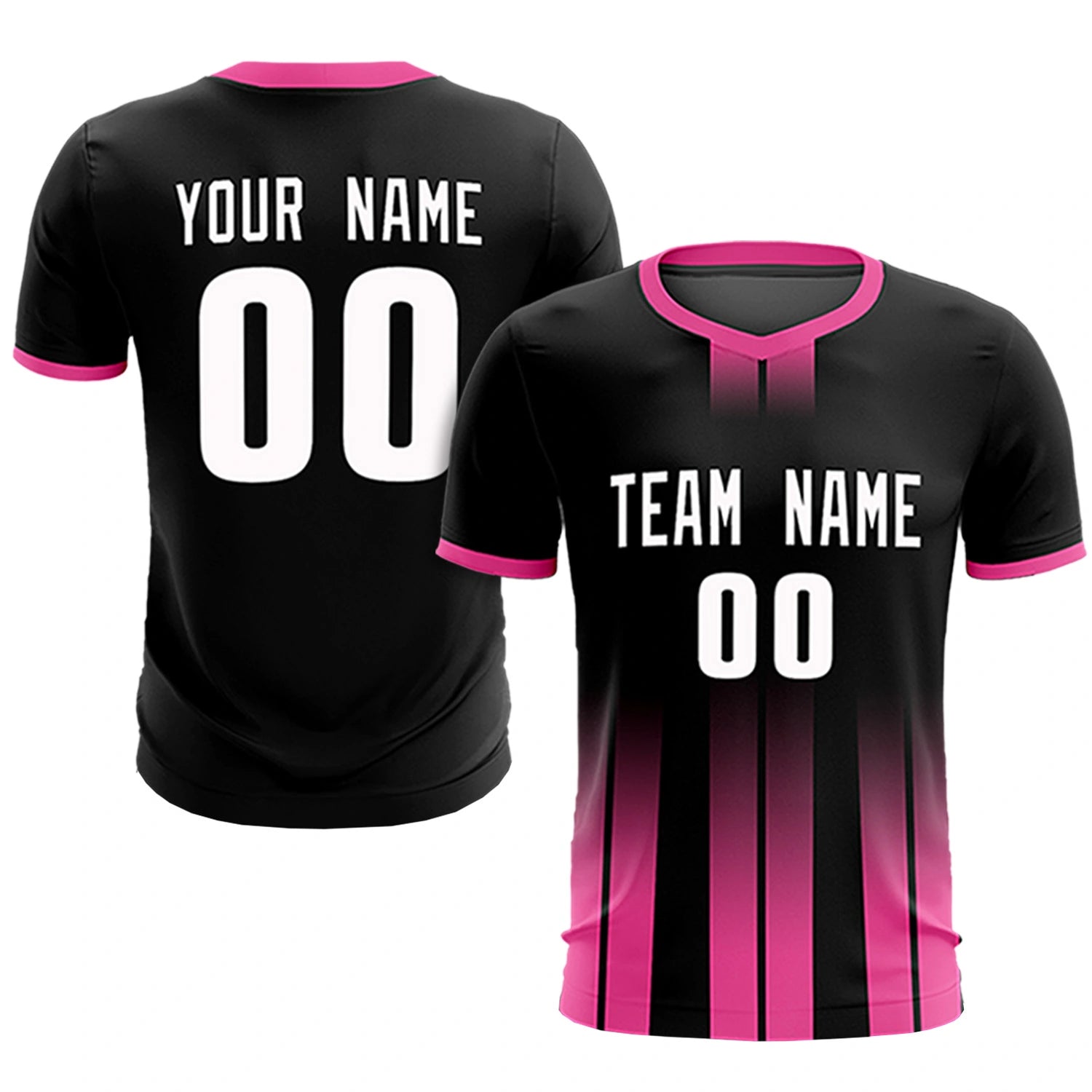 Custom Black Pink Vertical Training Uniform Soccer Sets Jersey