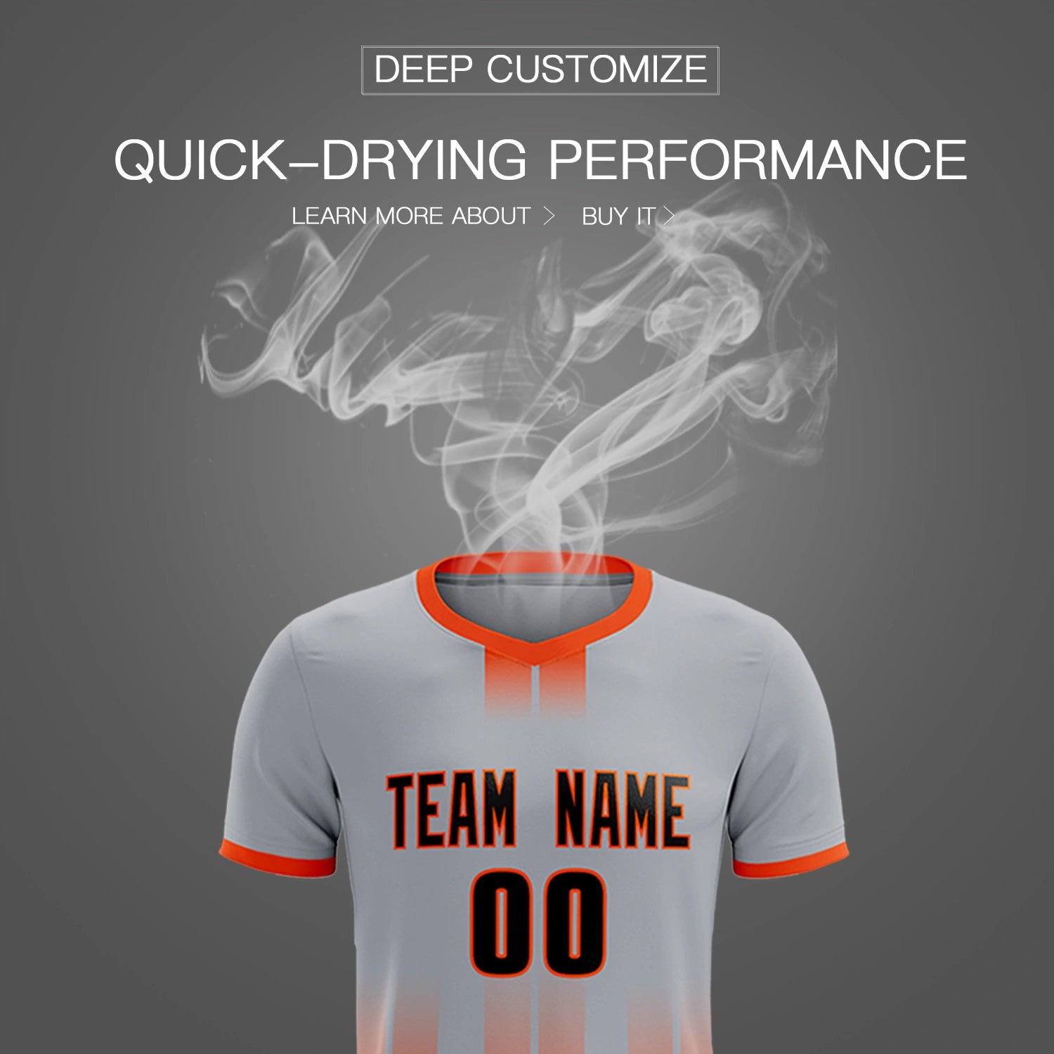 Custom Gray Orange Vertical Training Uniform Soccer Sets Jersey