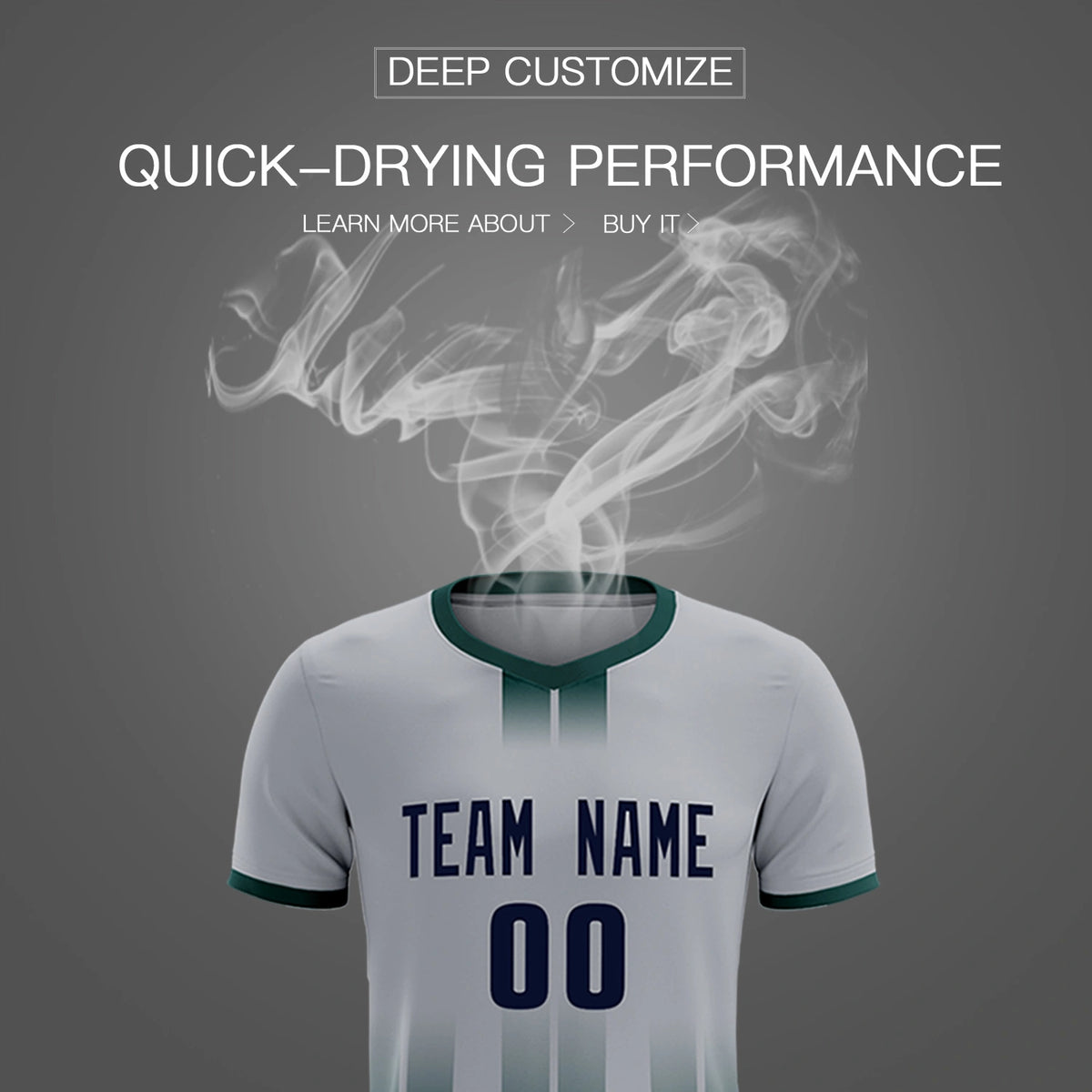 Custom Gray Midnight Green Vertical Training Uniform Soccer Sets Jersey