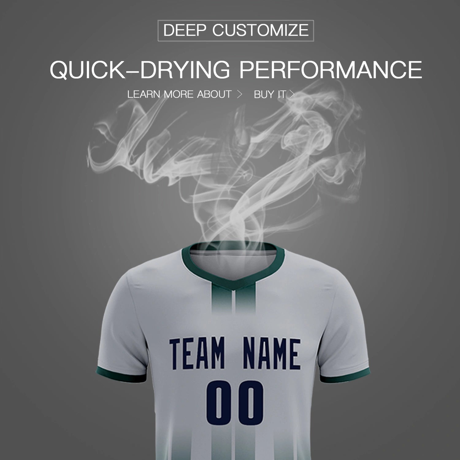 Custom Gray Midnight Green Vertical Training Uniform Soccer Sets Jersey