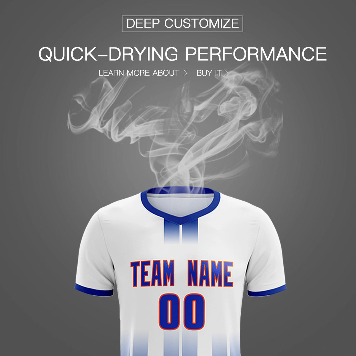 Custom White Royal Blue Vertical Training Uniform Soccer Sets Jersey