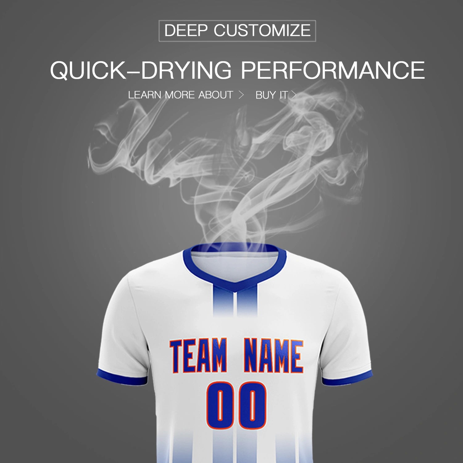 Custom White Royal Blue Vertical Training Uniform Soccer Sets Jersey