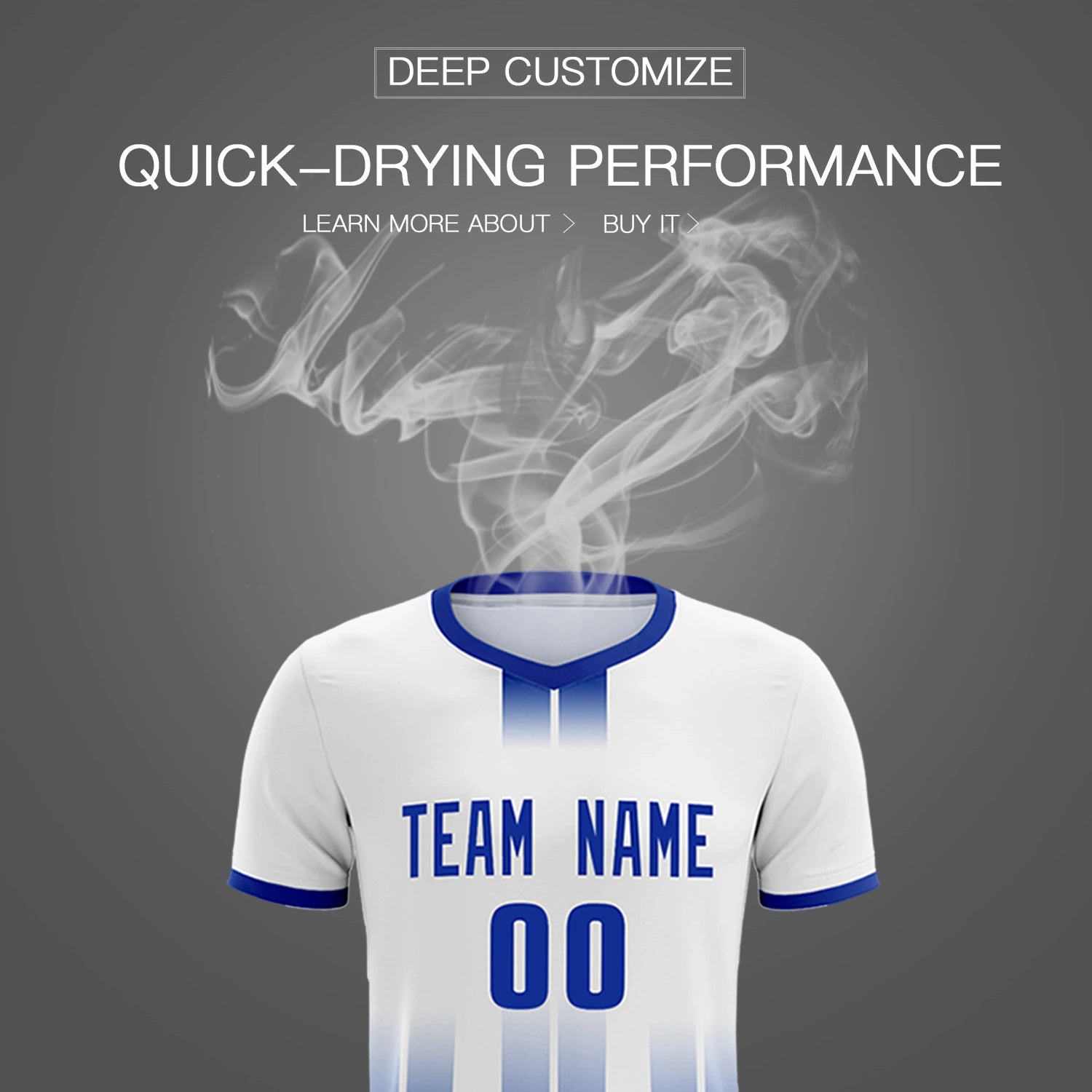 Custom White Royal Blue Vertical Training Uniform Soccer Sets Jersey