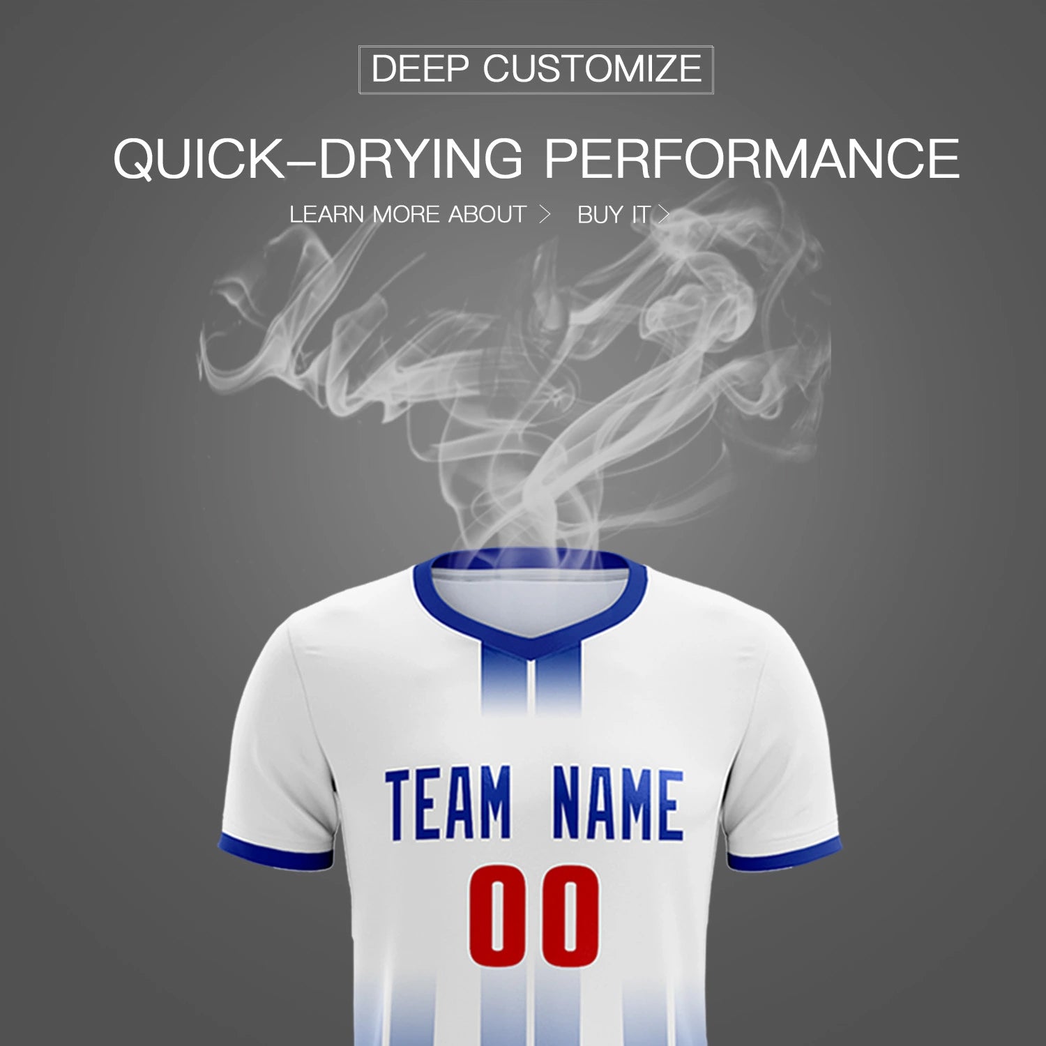 Custom White Royal Blue Vertical Training Uniform Soccer Sets Jersey