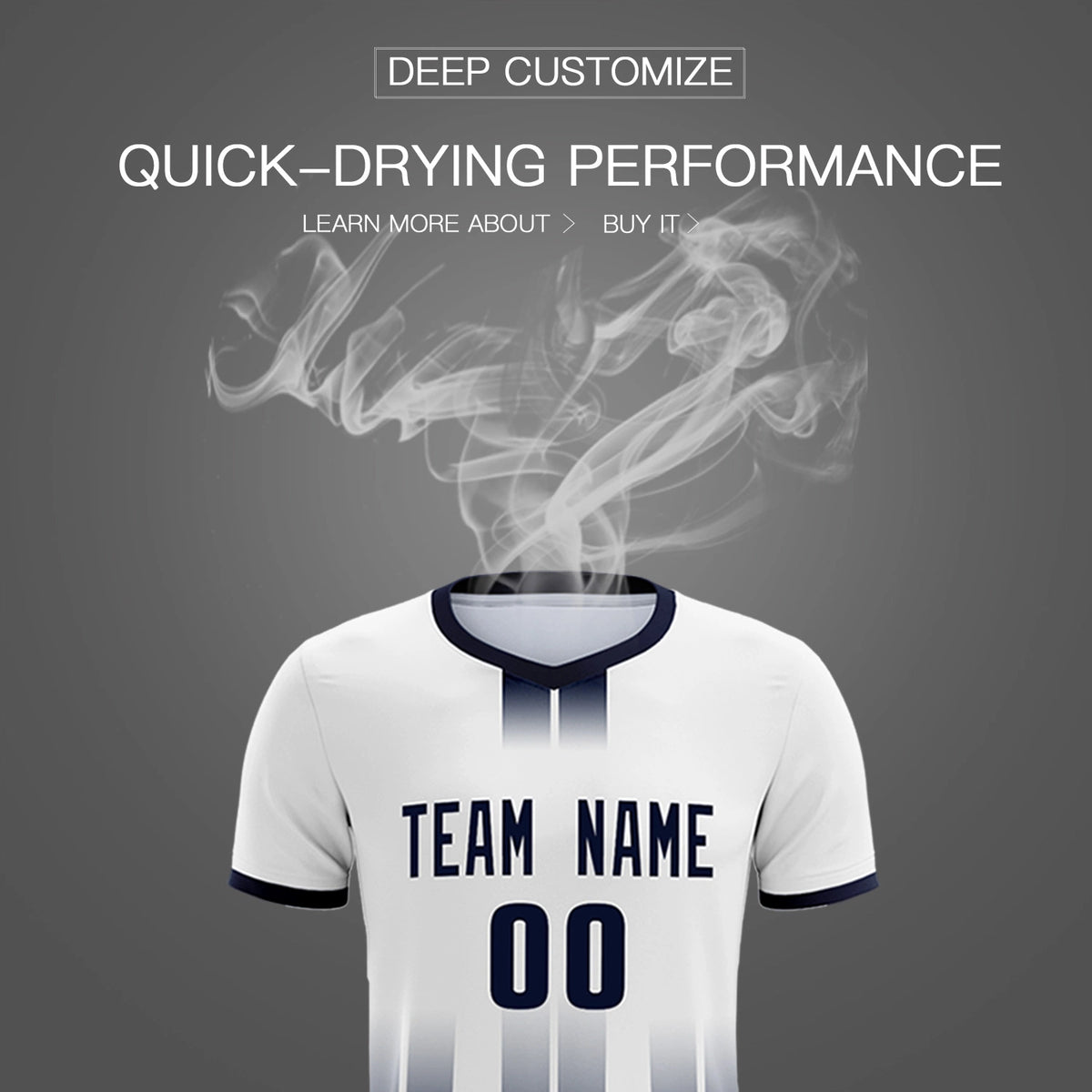 Custom White Navy Vertical Training Uniform Soccer Sets Jersey