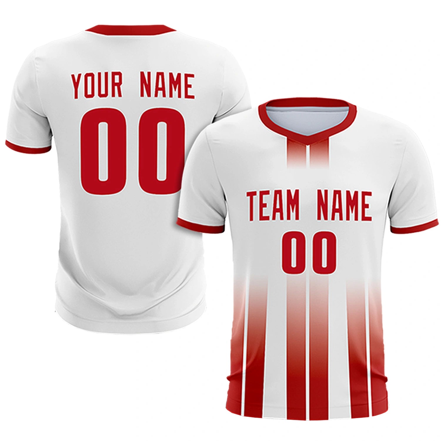 Custom White Red Vertical Training Uniform Soccer Sets Jersey