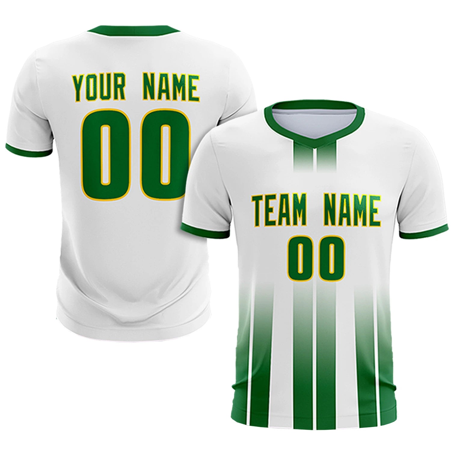 Custom White Kelly Green Vertical Training Uniform Soccer Sets Jersey