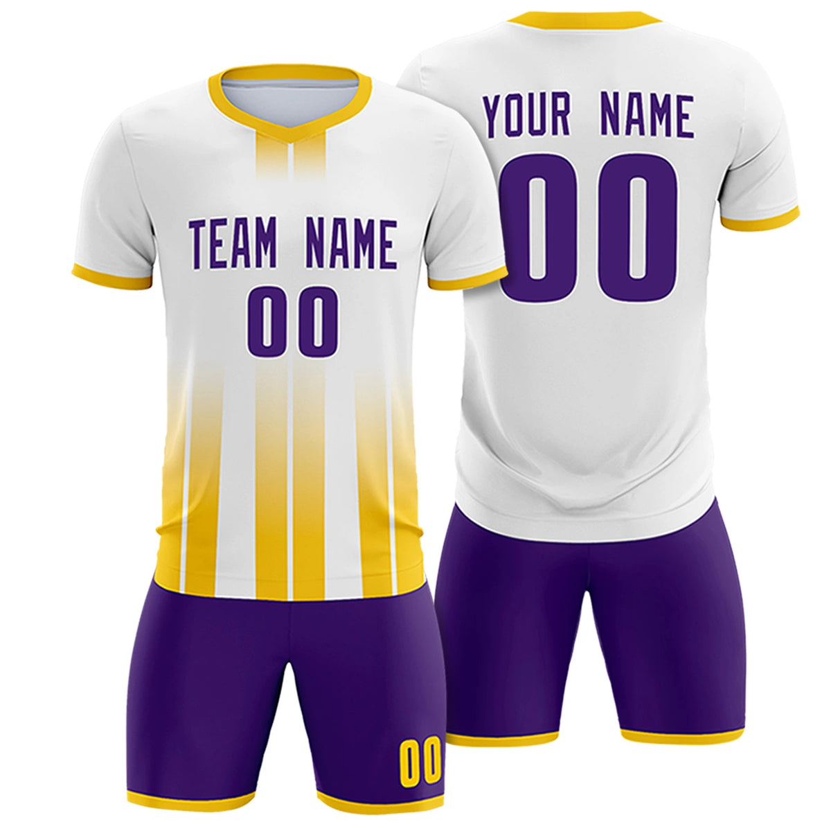 Custom White Gold01 Vertical Training Uniform Soccer Sets Jersey