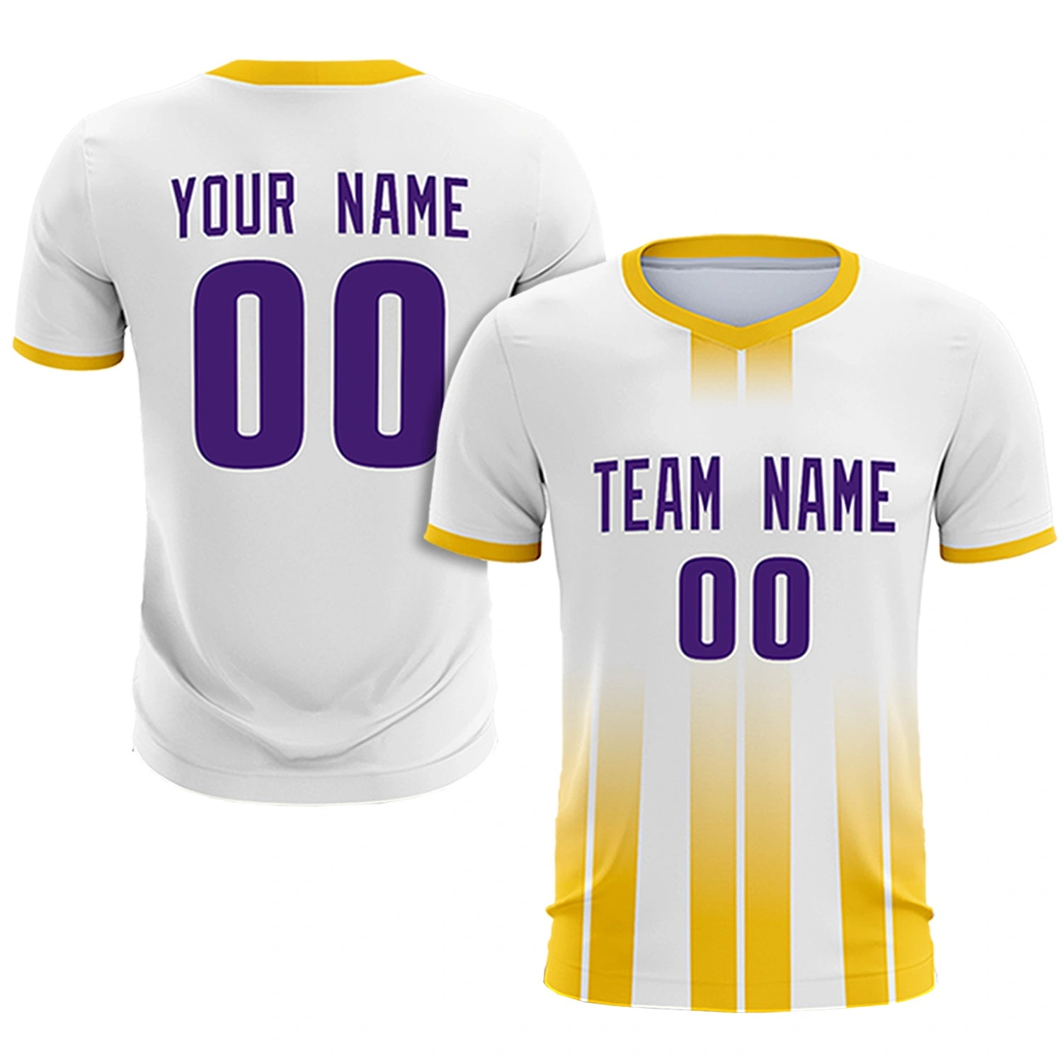 Custom White Gold01 Vertical Training Uniform Soccer Sets Jersey