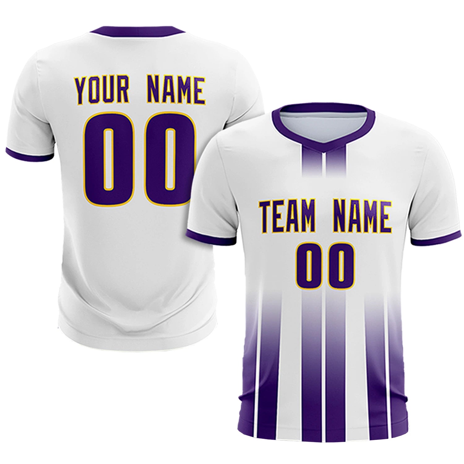 Custom White Purple Vertical Training Uniform Soccer Sets Jersey