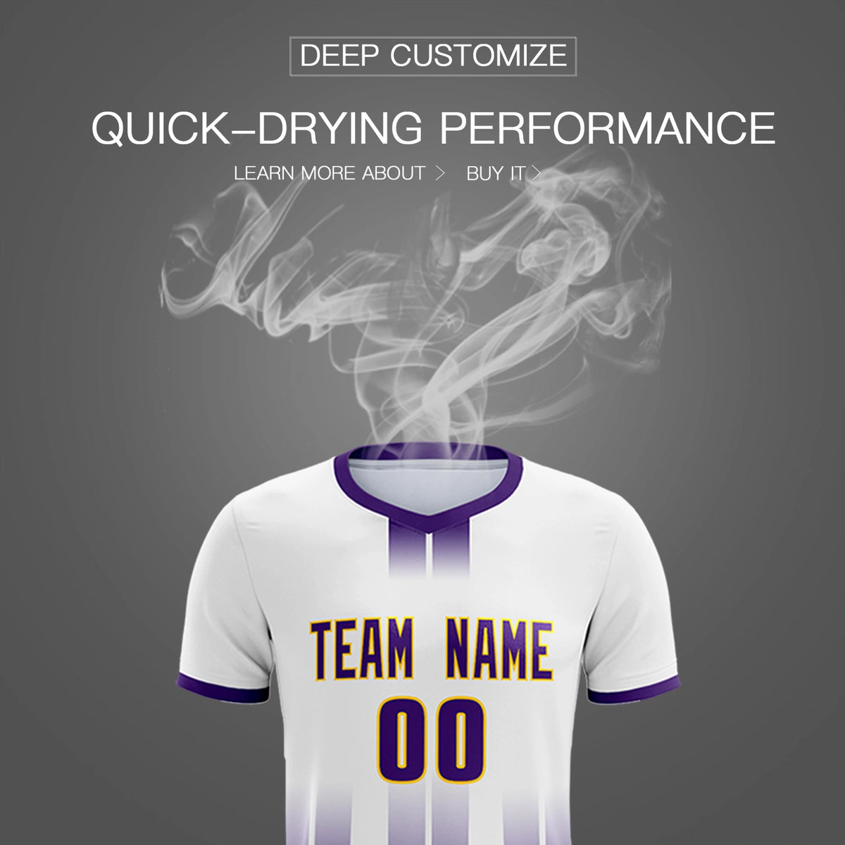 Custom White Purple Vertical Training Uniform Soccer Sets Jersey