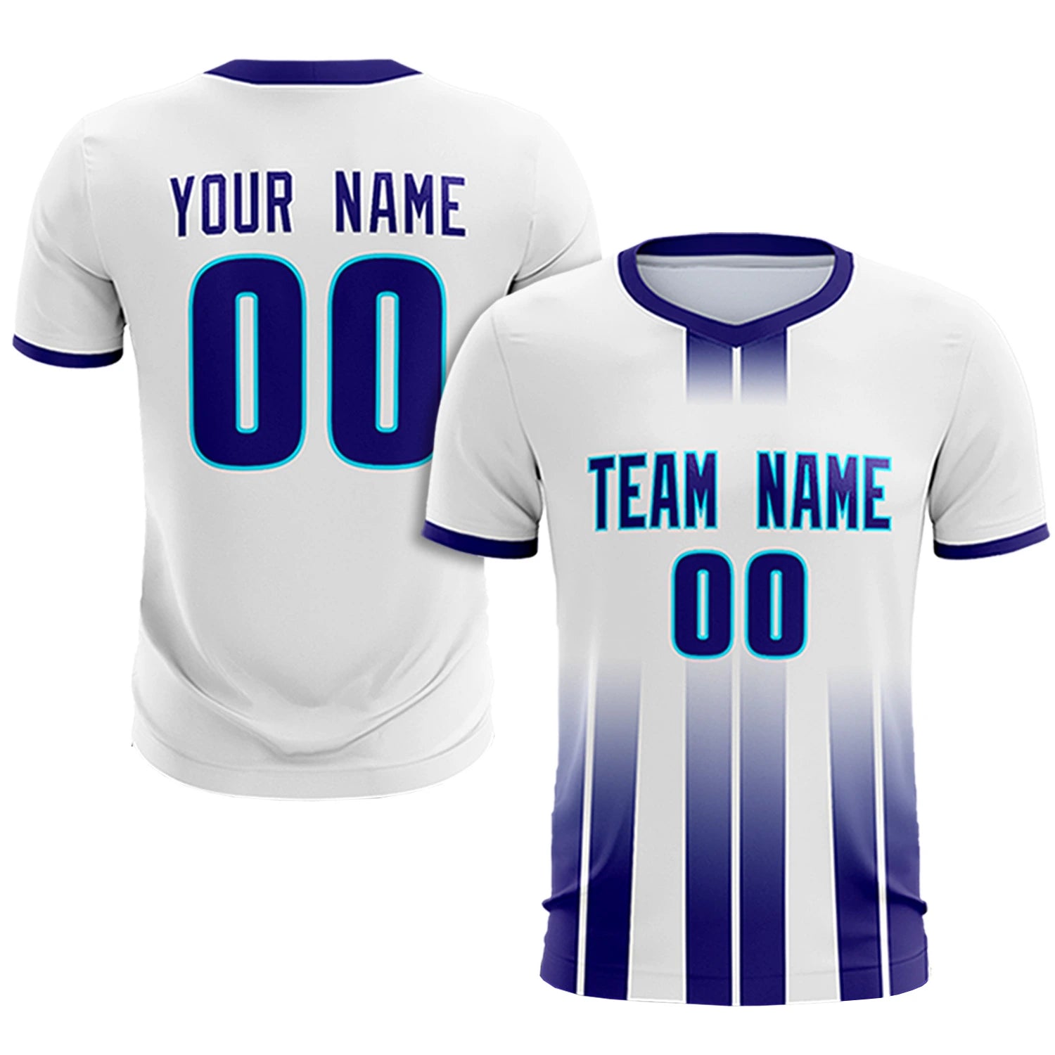 Custom White Purple Vertical Training Uniform Soccer Sets Jersey