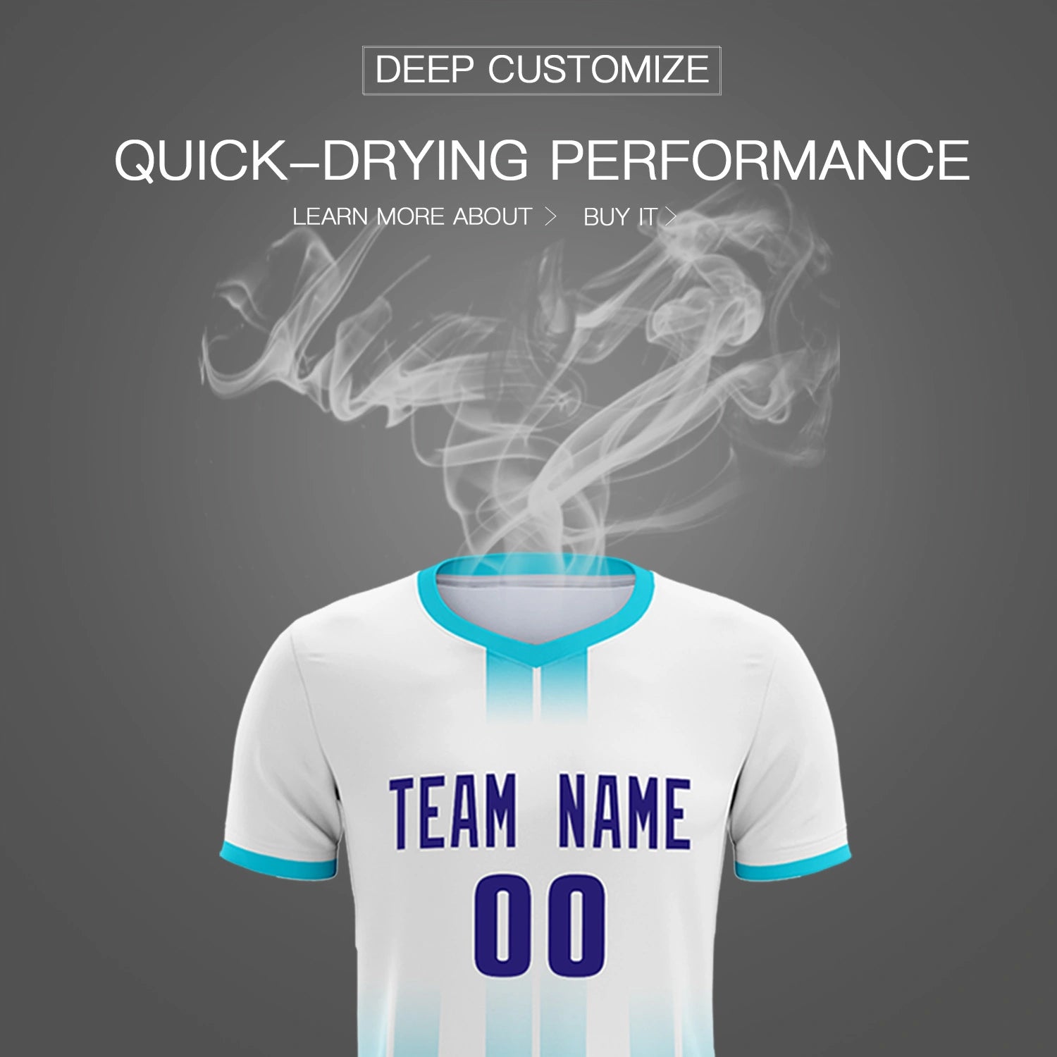 Custom White Sky Blue Vertical Training Uniform Soccer Sets Jersey