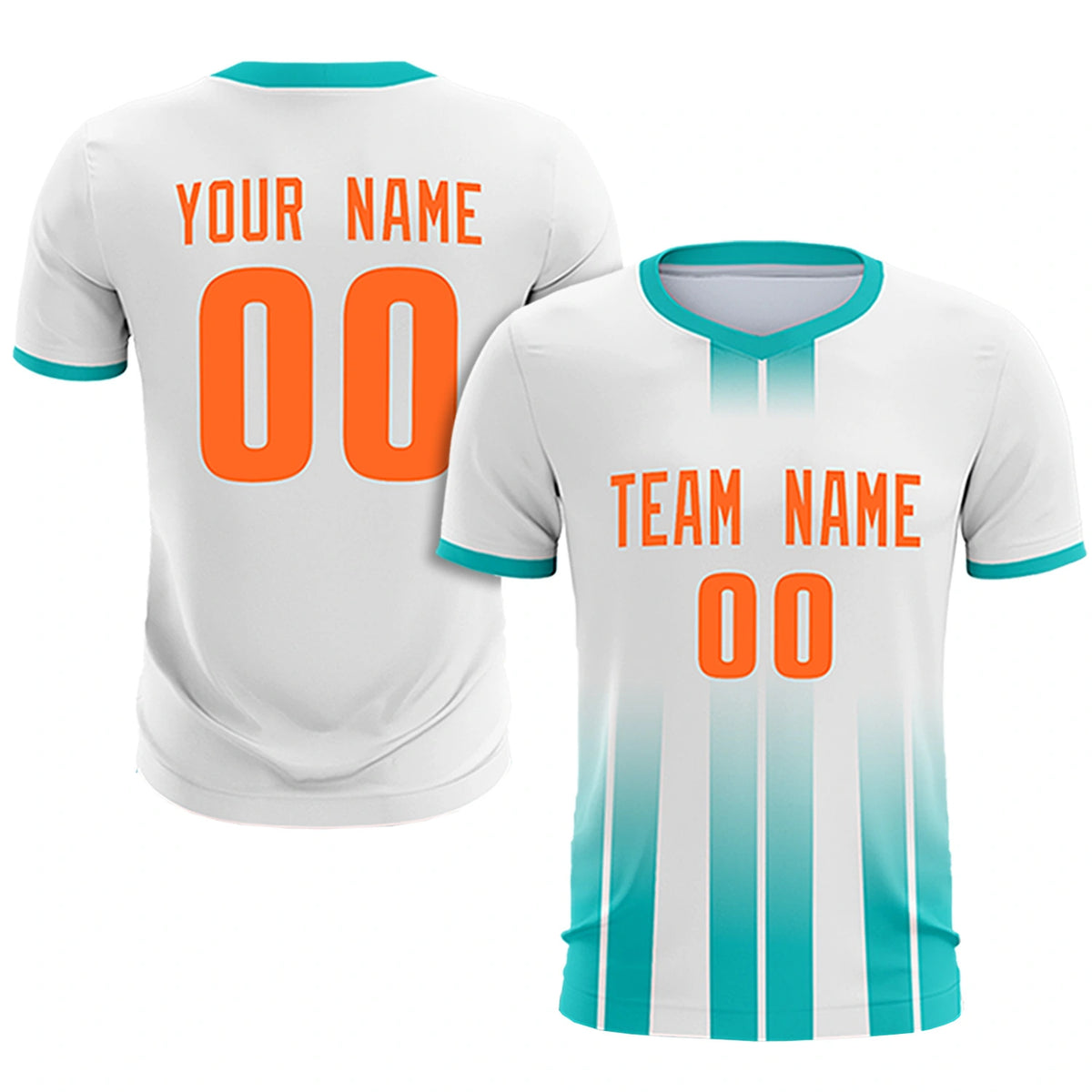 Custom White Bright Blue Vertical Training Uniform Soccer Sets Jersey