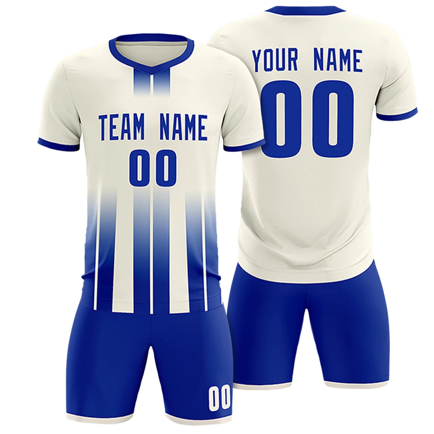Custom Khaki Royal Blue Vertical Training Uniform Soccer Sets Jersey