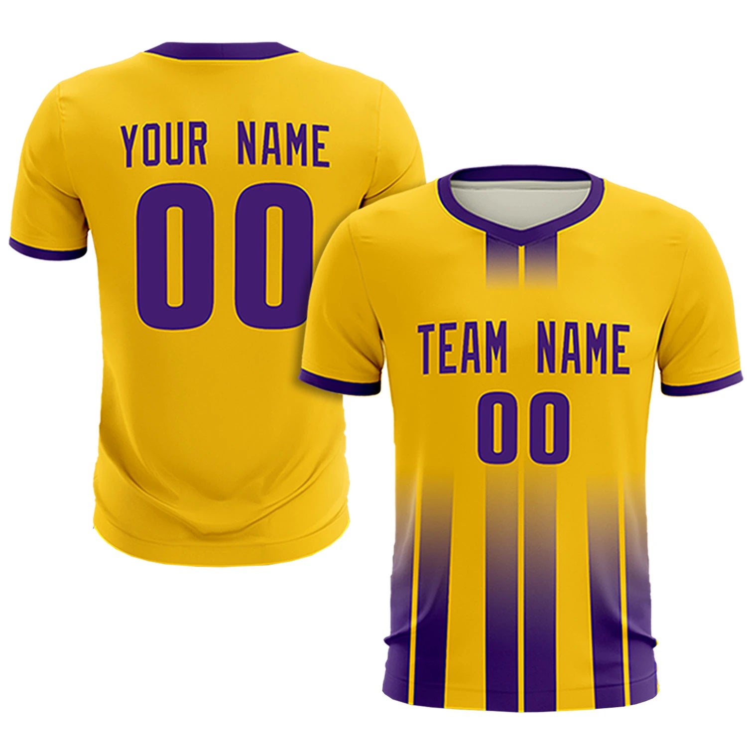 Custom Gold01 Purple Vertical Training Uniform Soccer Sets Jersey