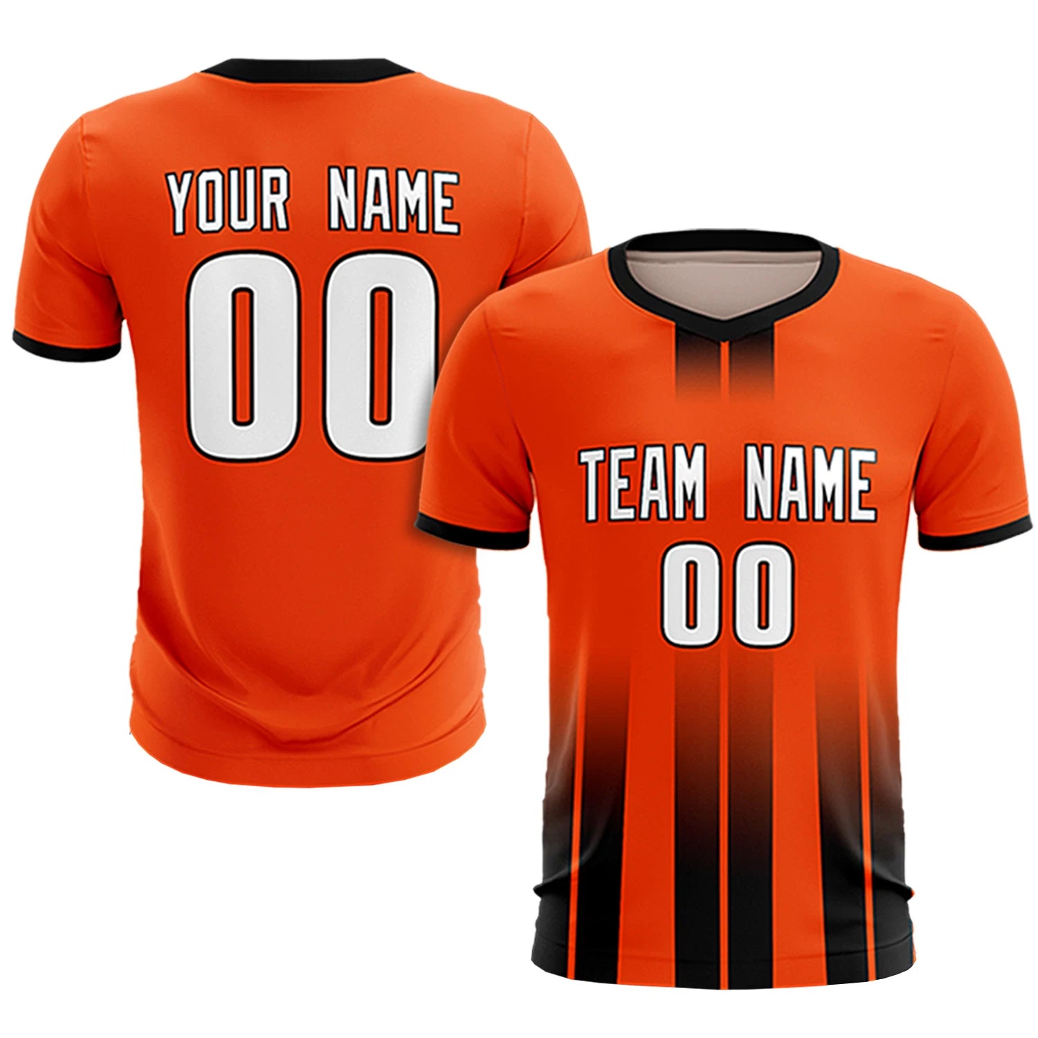 Custom Orange Black Vertical Training Uniform Soccer Sets Jersey