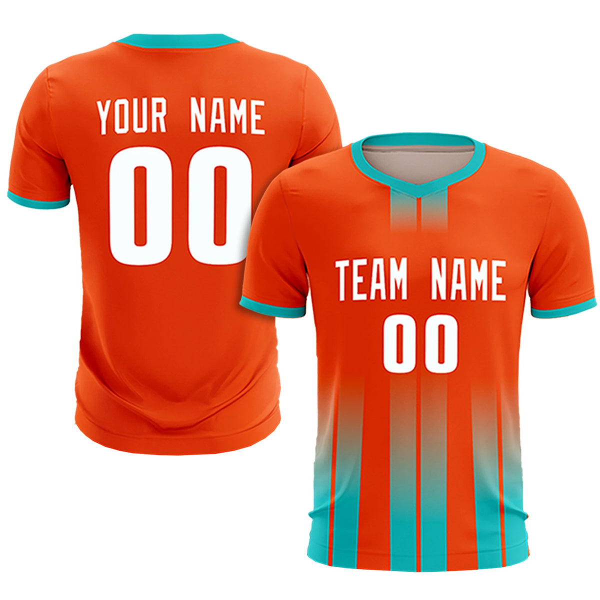 Custom Orange Bright Green Vertical Training Uniform Soccer Sets Jersey