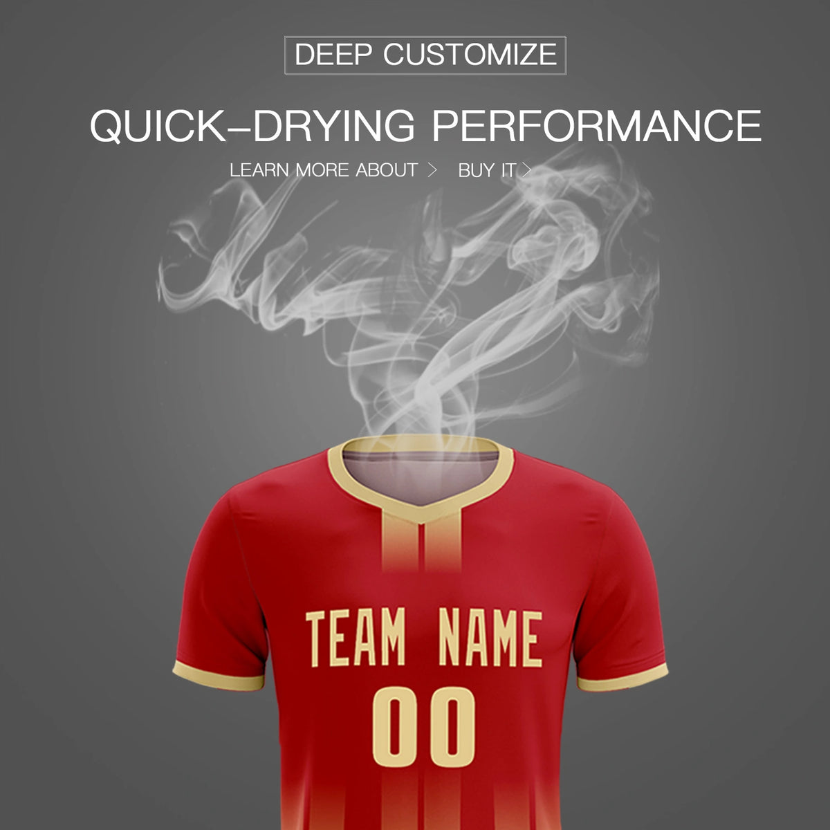 Custom Red Khaki Vertical Training Uniform Soccer Sets Jersey