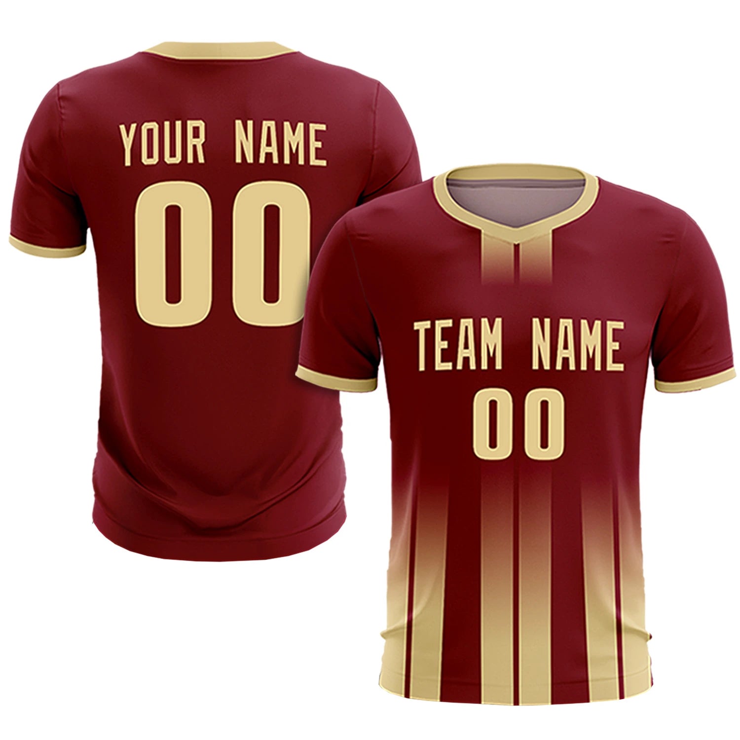 Custom Crimson Khaki Vertical Training Uniform Soccer Sets Jersey