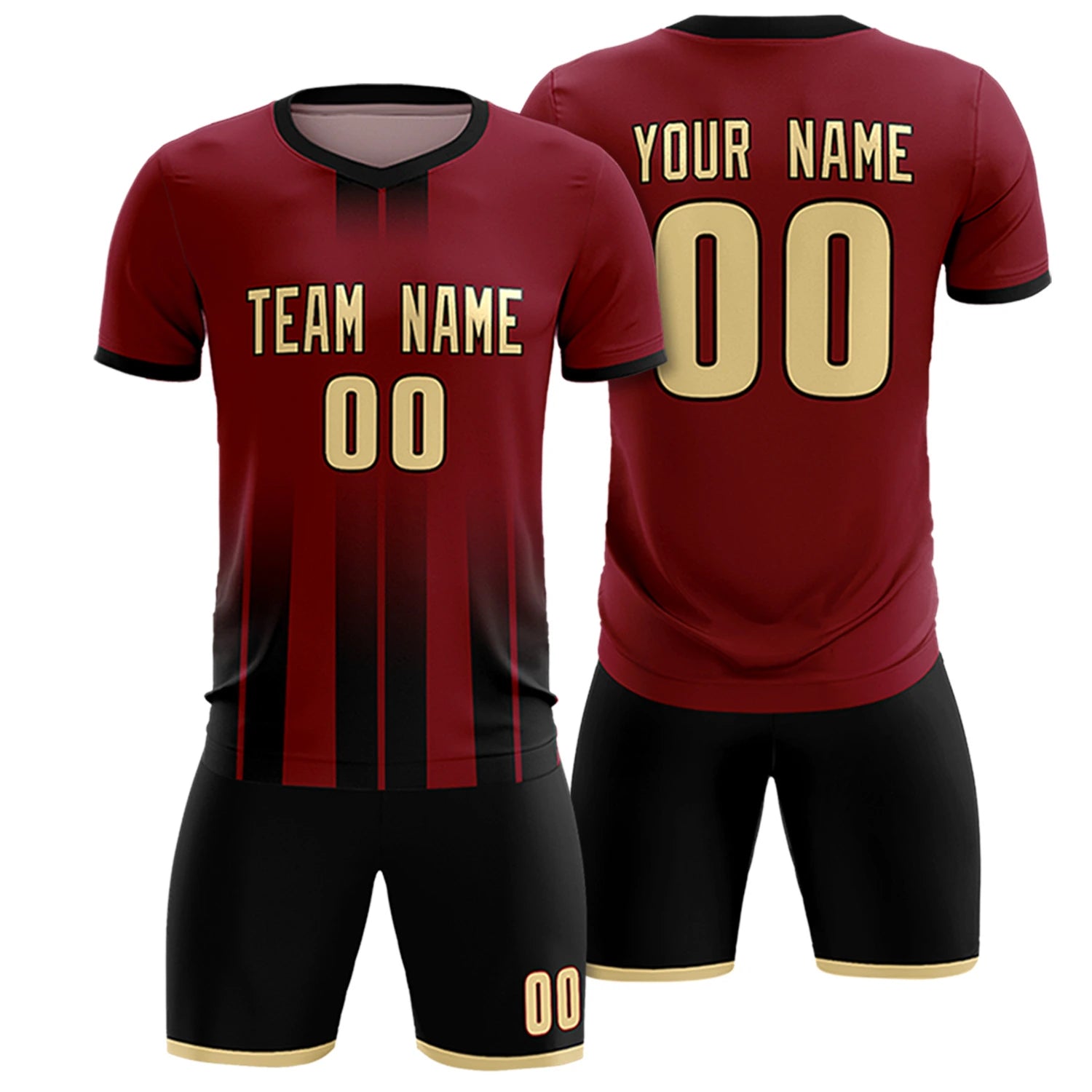 Custom Crimson Black Vertical Training Uniform Soccer Sets Jersey