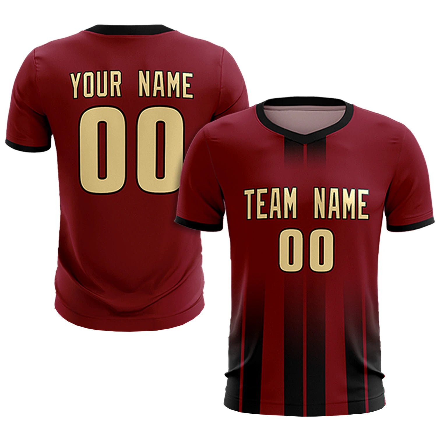 Custom Crimson Black Vertical Training Uniform Soccer Sets Jersey