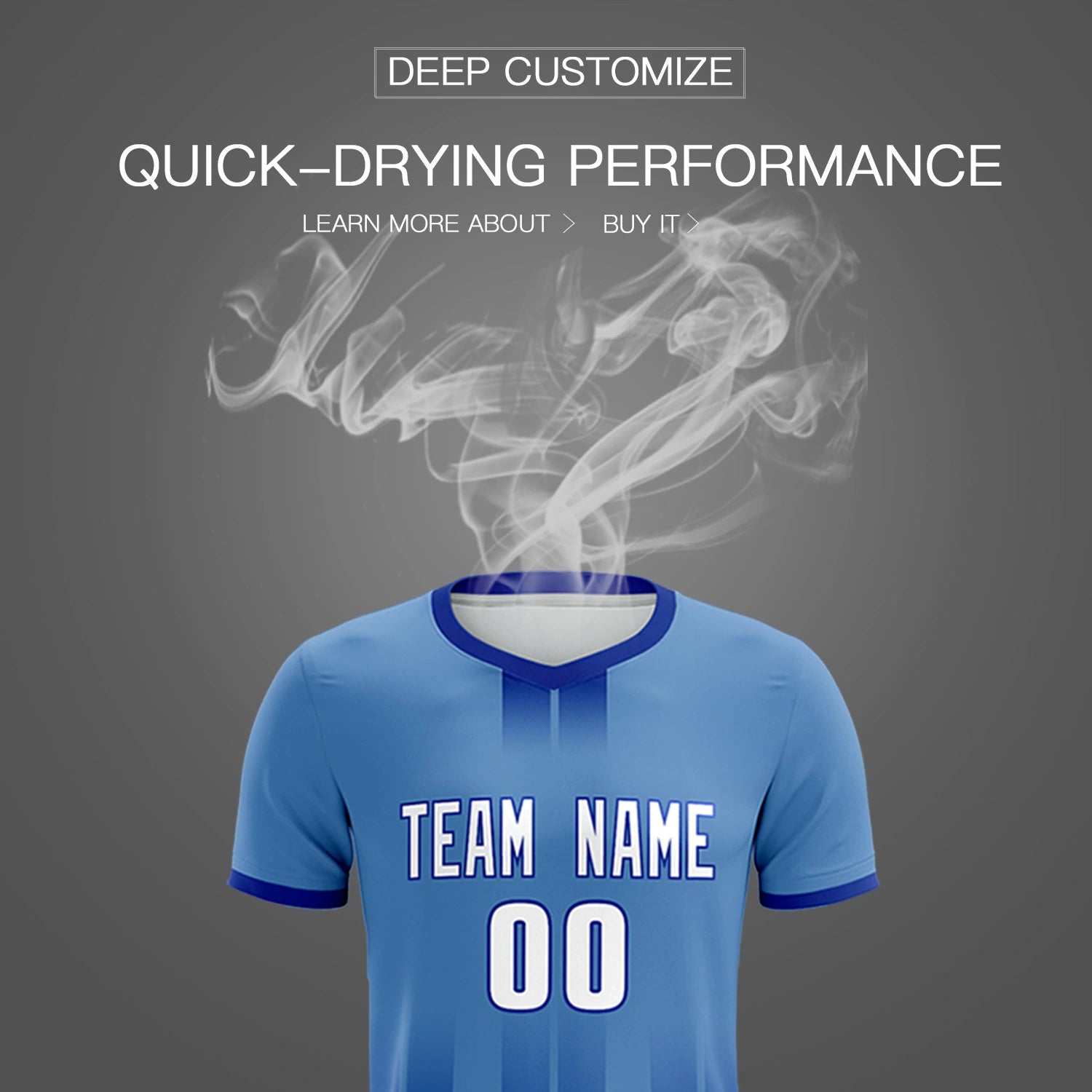 Custom Light Blue Royal Blue Vertical Training Uniform Soccer Sets Jersey
