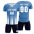 Custom Light Blue White Vertical Training Uniform Soccer Sets Jersey