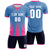 Custom Light Blue Pink Vertical Training Uniform Soccer Sets Jersey