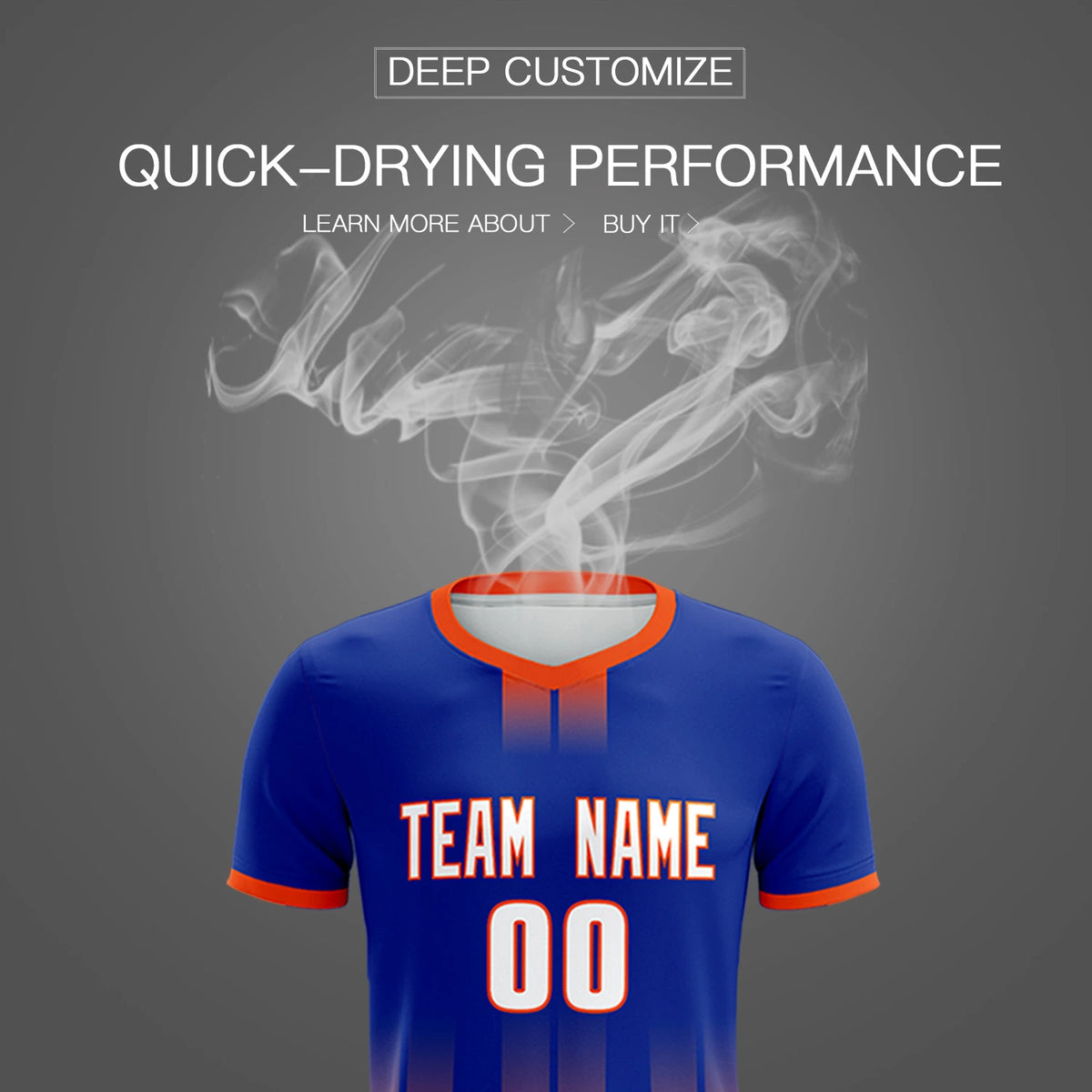 Custom Royal Blue Orange Vertical Training Uniform Soccer Sets Jersey