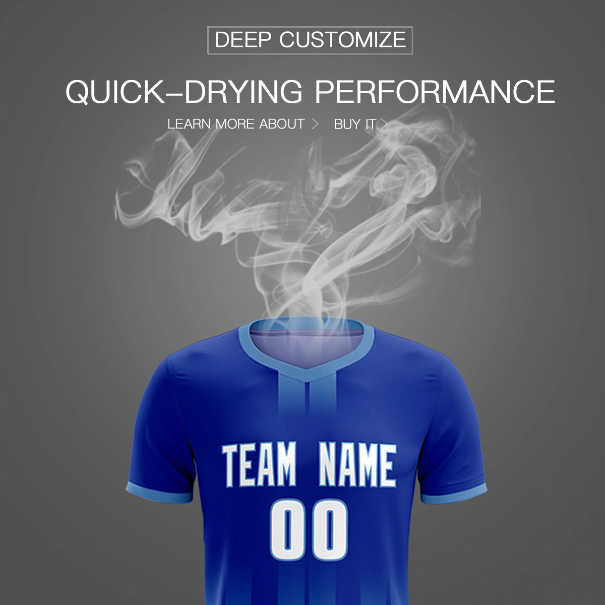 Custom Royal Blue Light Blue Vertical Training Uniform Soccer Sets Jersey