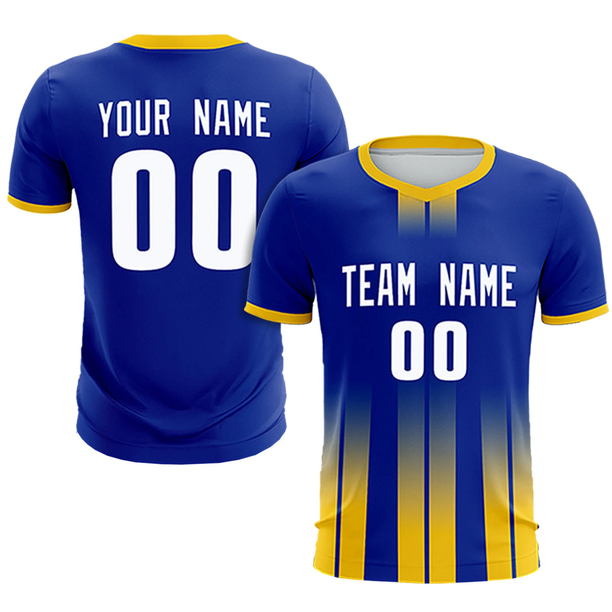Custom Royal Blue Gold01 Vertical Training Uniform Soccer Sets Jersey