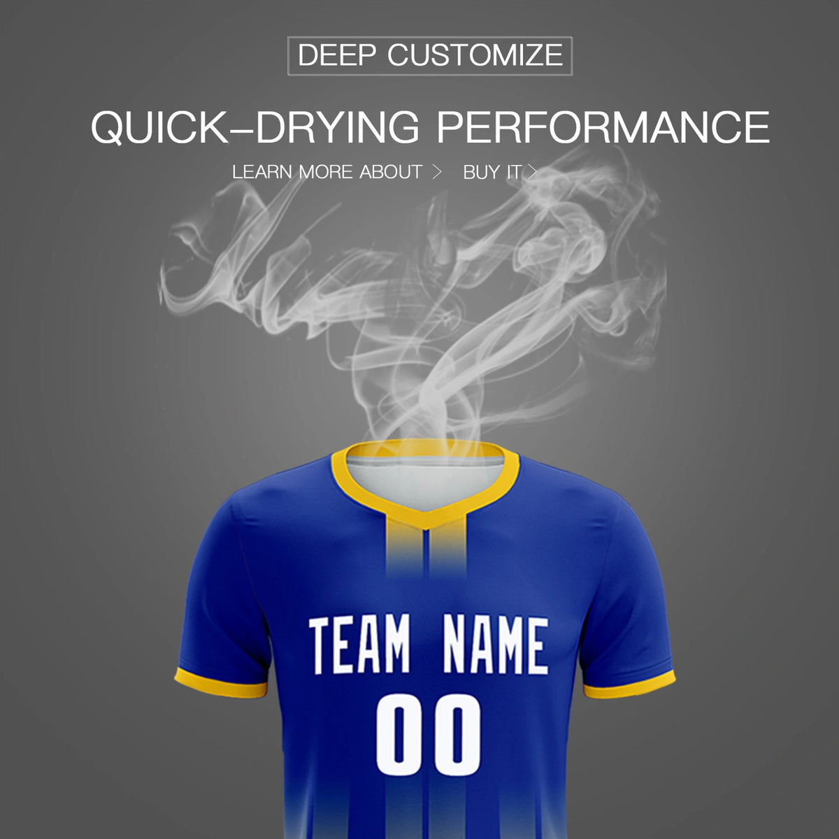 Custom Royal Blue Gold01 Vertical Training Uniform Soccer Sets Jersey