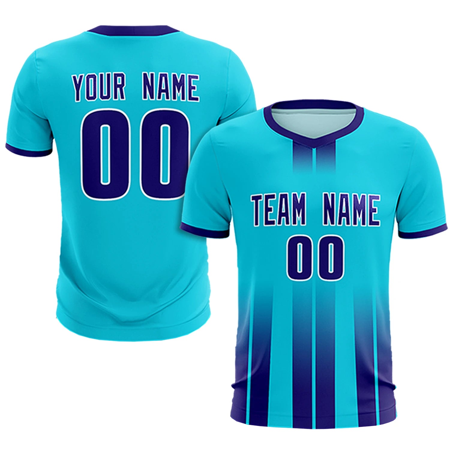 Custom Sky Blue Purple Vertical Training Uniform Soccer Sets Jersey