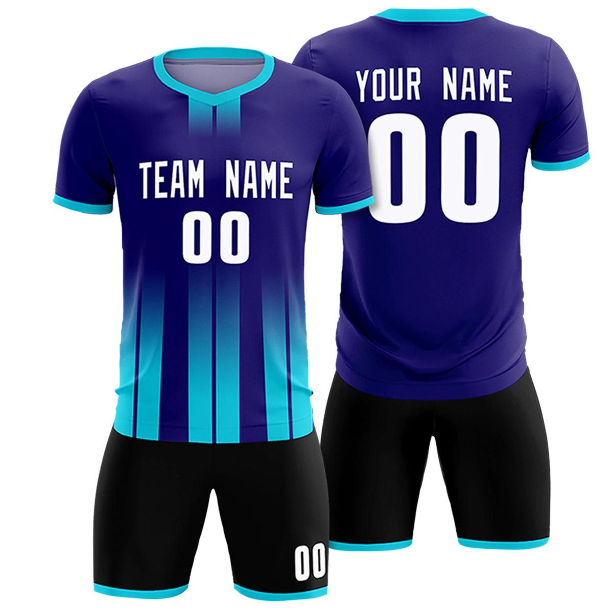 Custom Purple Sky Blue Vertical Training Uniform Soccer Sets Jersey