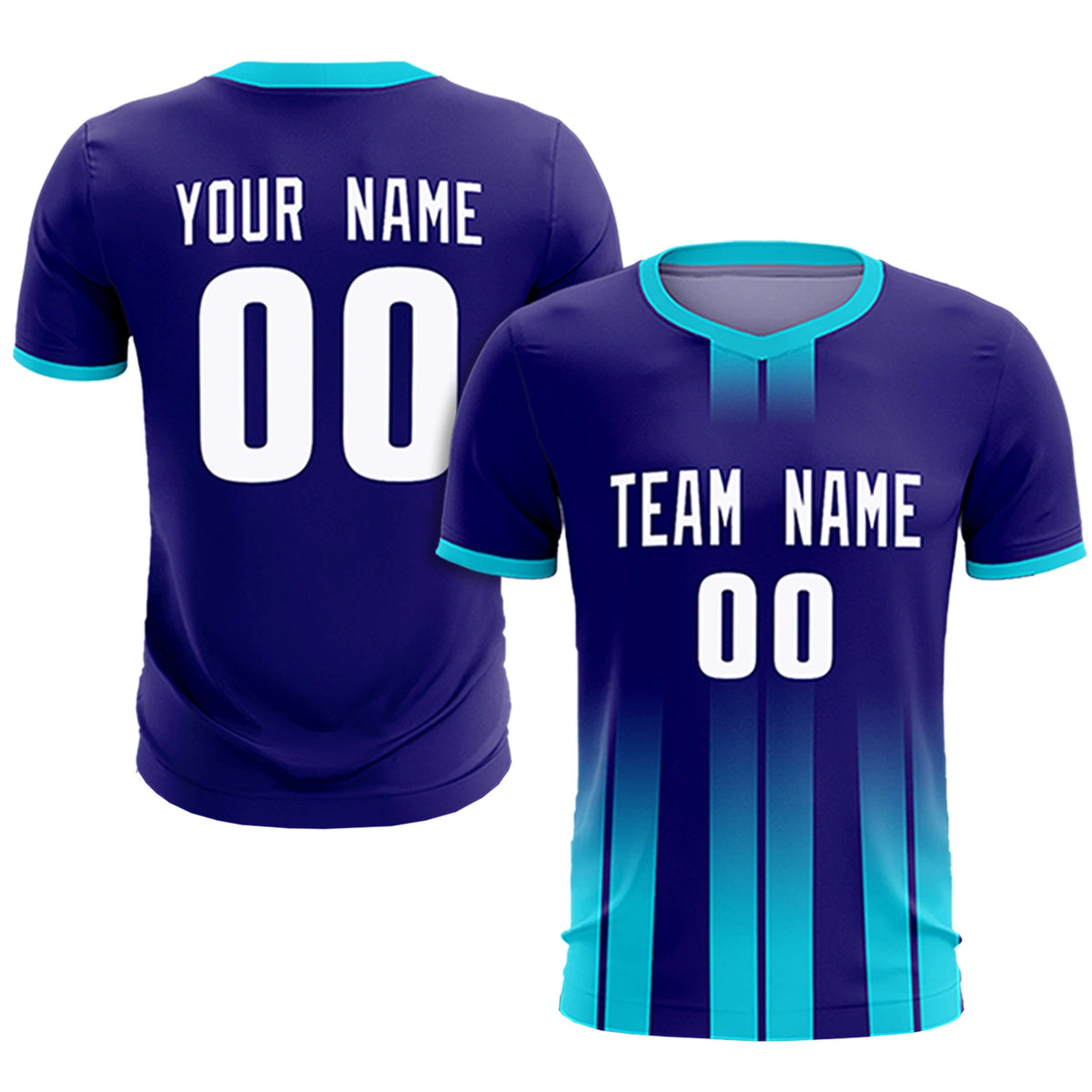 Custom Purple Sky Blue Vertical Training Uniform Soccer Sets Jersey