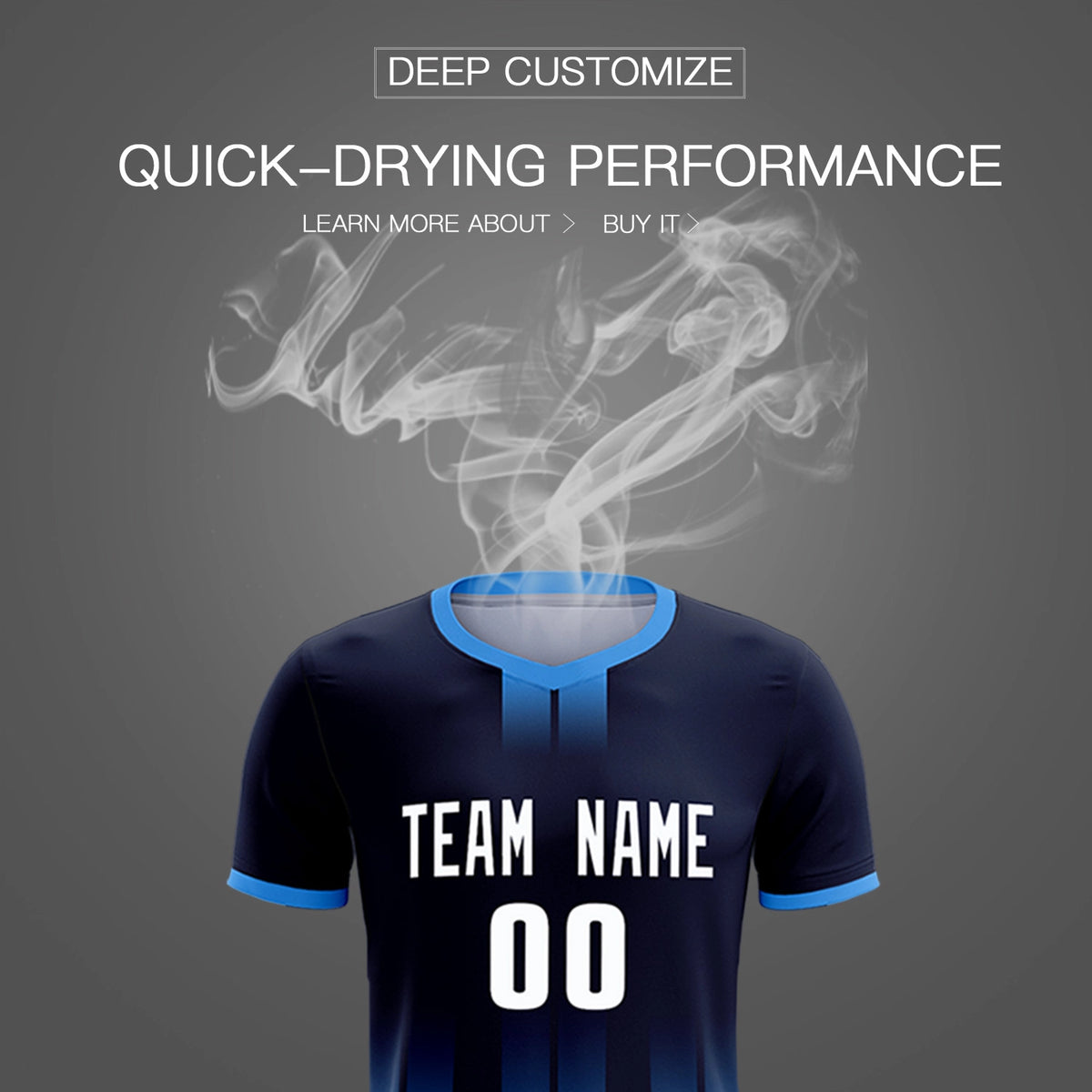 Custom Navy Powder Blue Vertical Training Uniform Soccer Sets Jersey