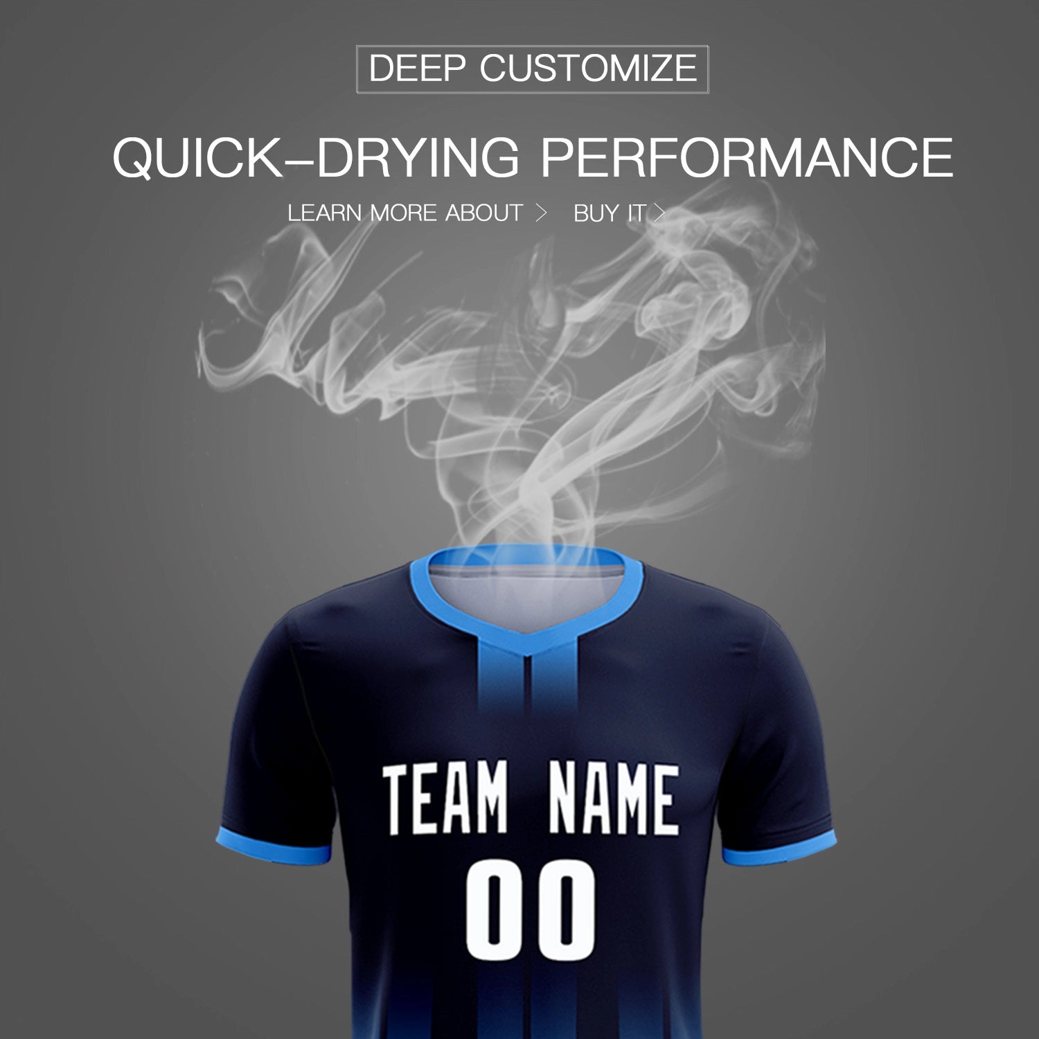 Custom Navy Powder Blue Vertical Training Uniform Soccer Sets Jersey