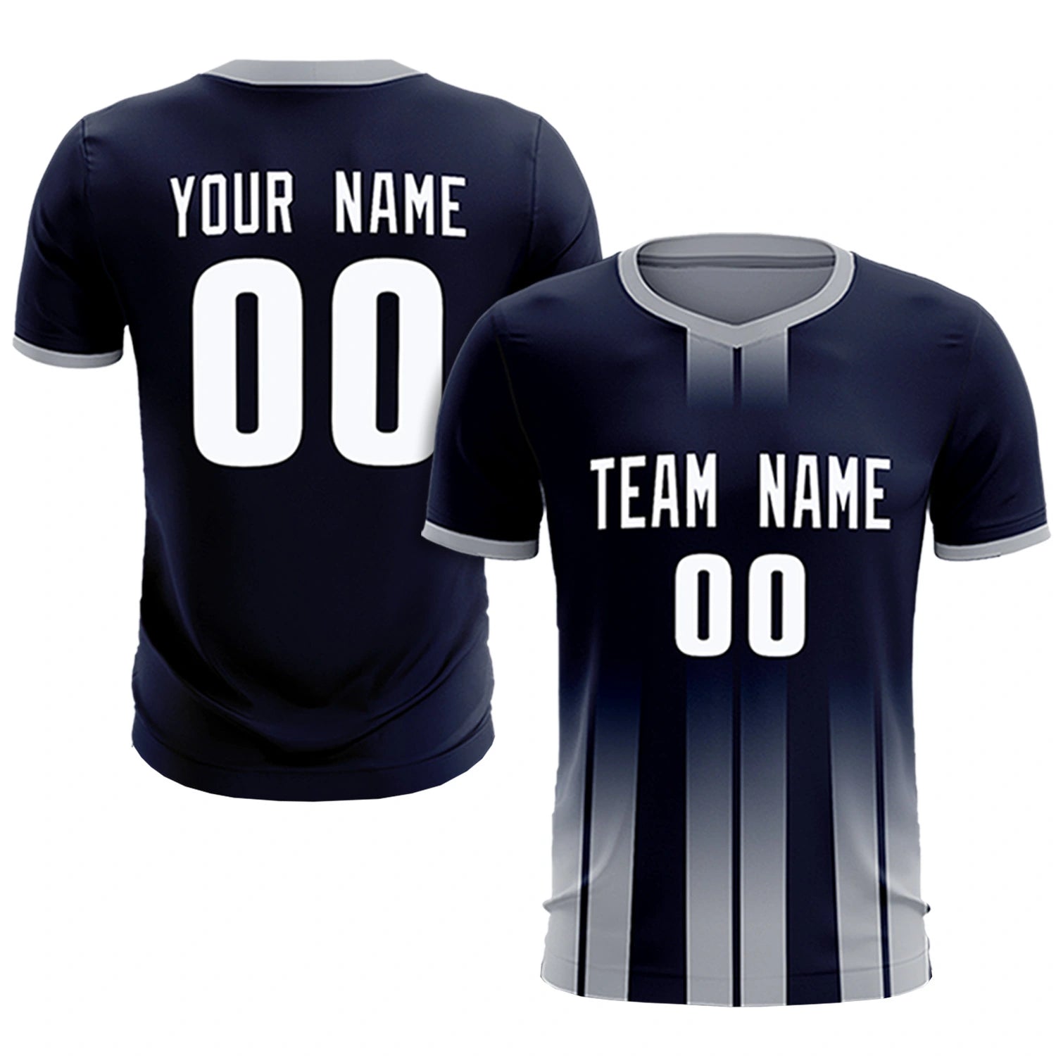 Custom Navy Gray Vertical Training Uniform Soccer Sets Jersey