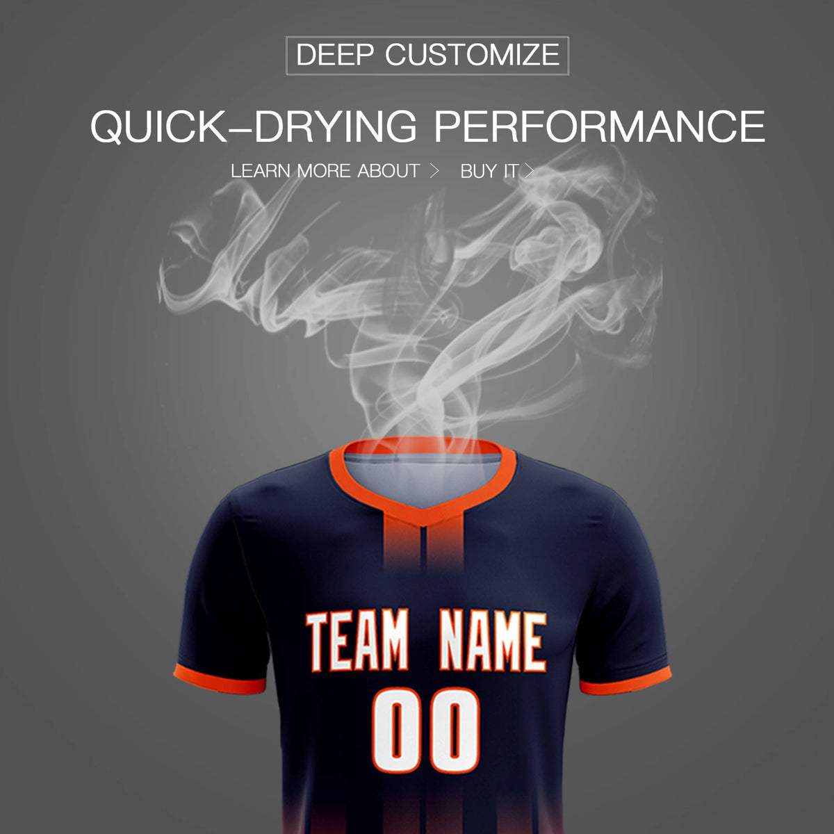 Custom Navy Orange Vertical Training Uniform Soccer Sets Jersey