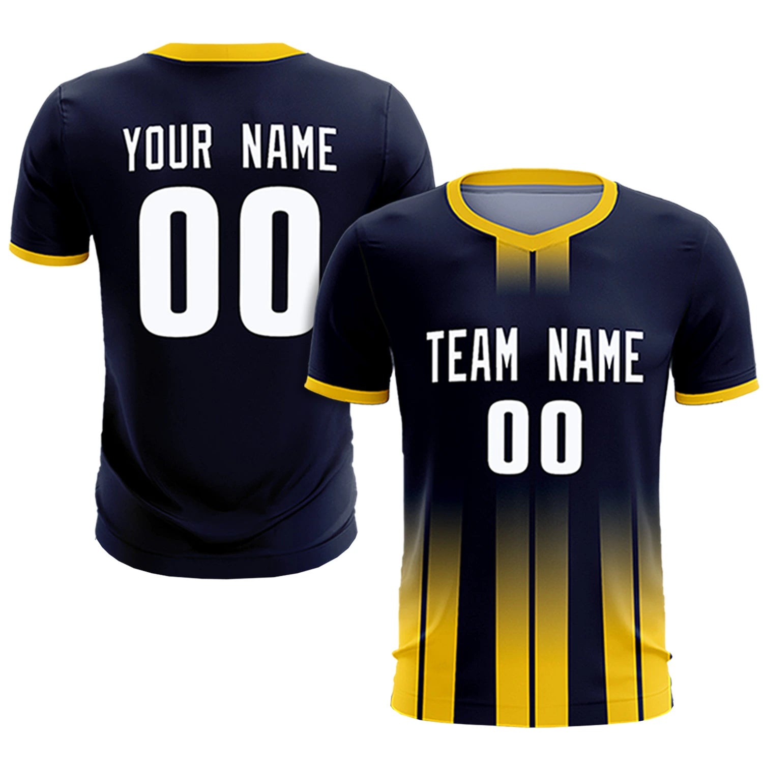 Custom Navy Gold01 Vertical Training Uniform Soccer Sets Jersey