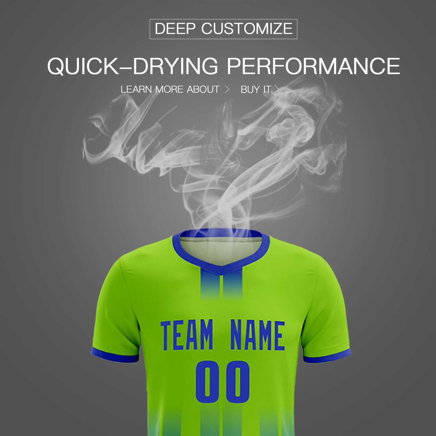 Custom Neon Green Royal Blue Vertical Training Uniform Soccer Sets Jersey