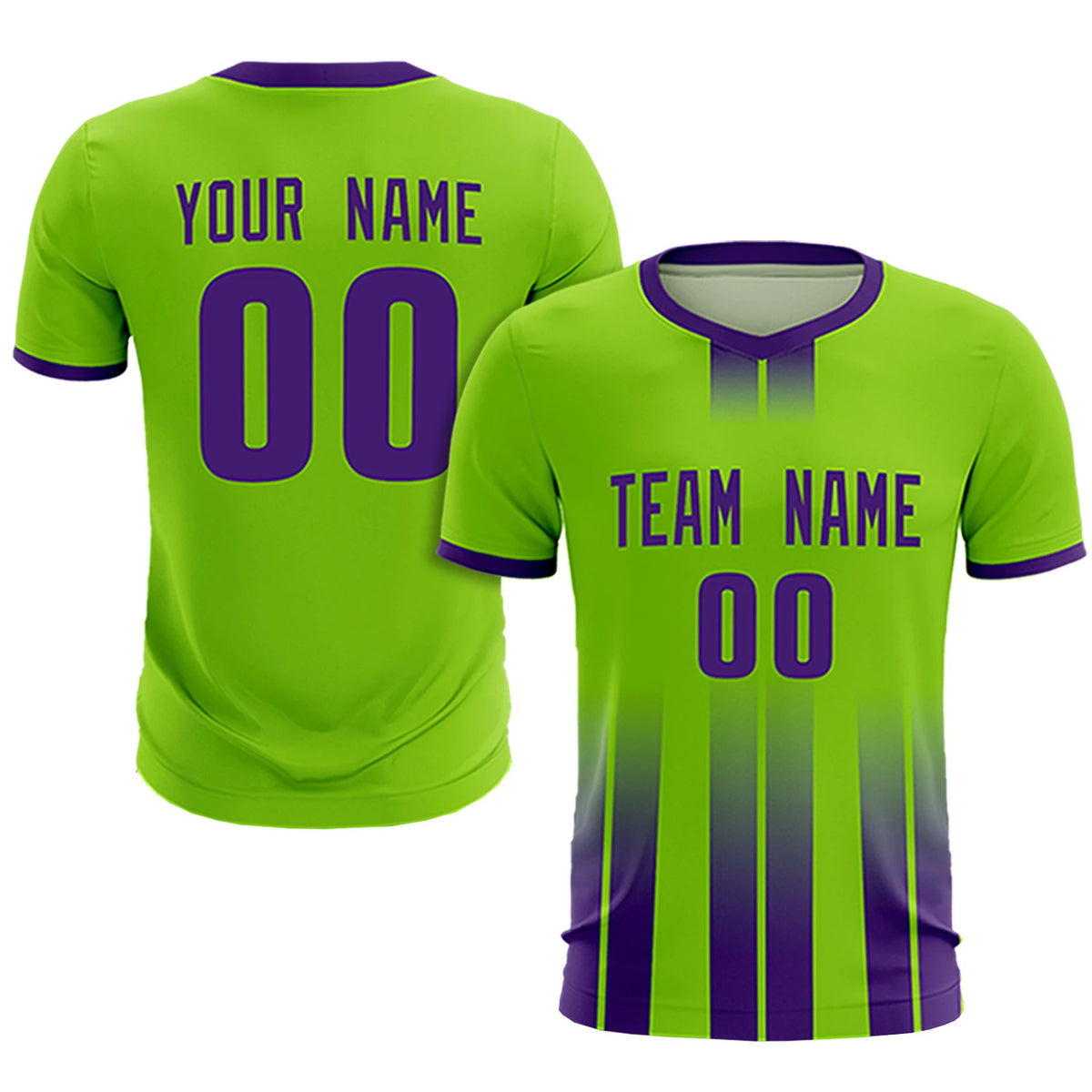 Custom Neon Green Purple Vertical Training Uniform Soccer Sets Jersey
