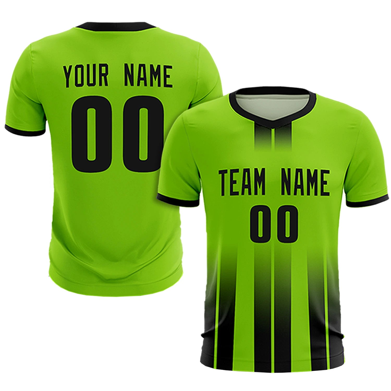Custom Neon Green Black Vertical Training Uniform Soccer Sets Jersey