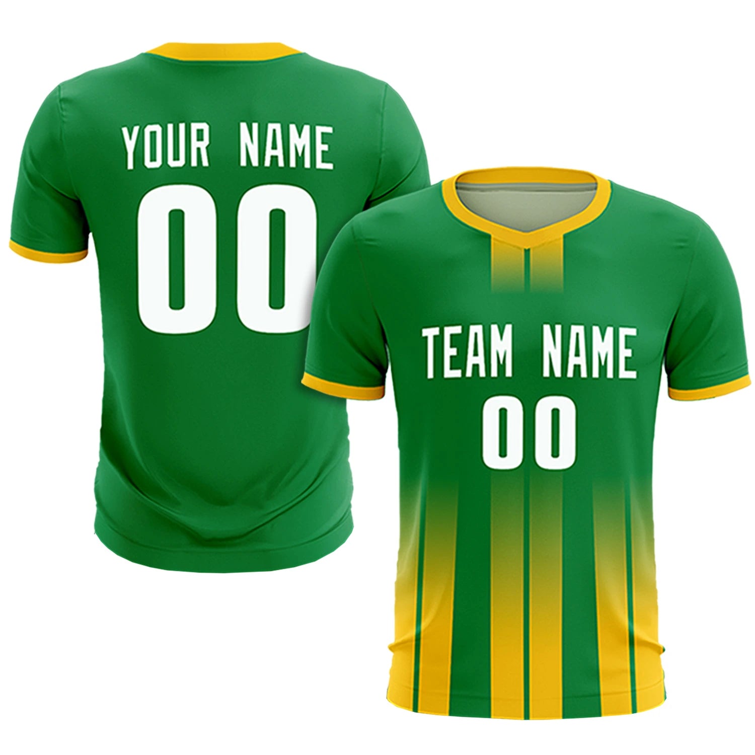 Custom Kelly Green Gold01 Vertical Training Uniform Soccer Sets Jersey
