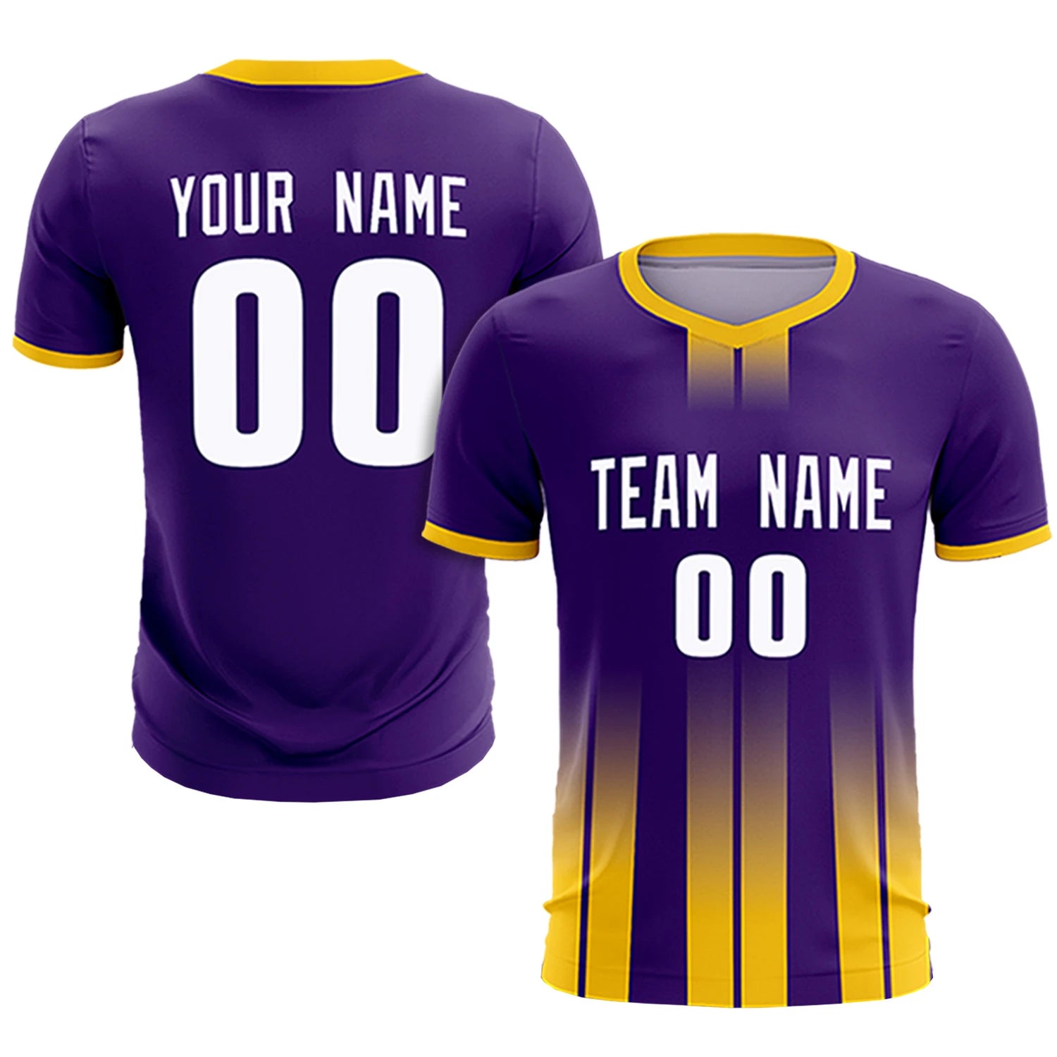 Custom Purple Gold01 Vertical Training Uniform Soccer Sets Jersey