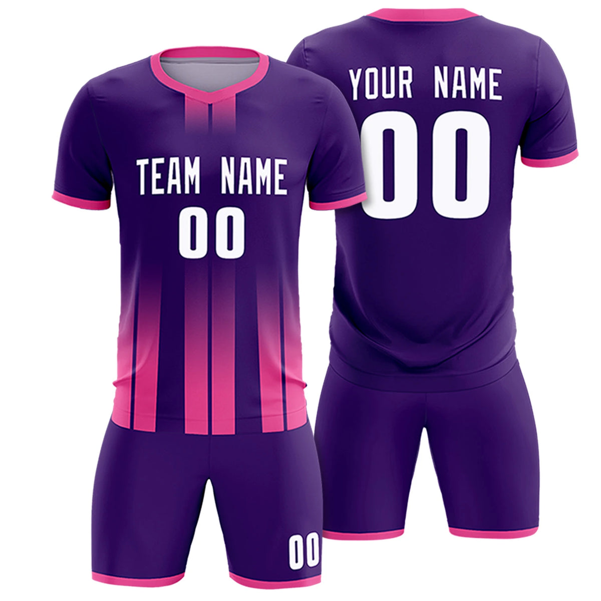 Custom Purple Pink Vertical Training Uniform Soccer Sets Jersey