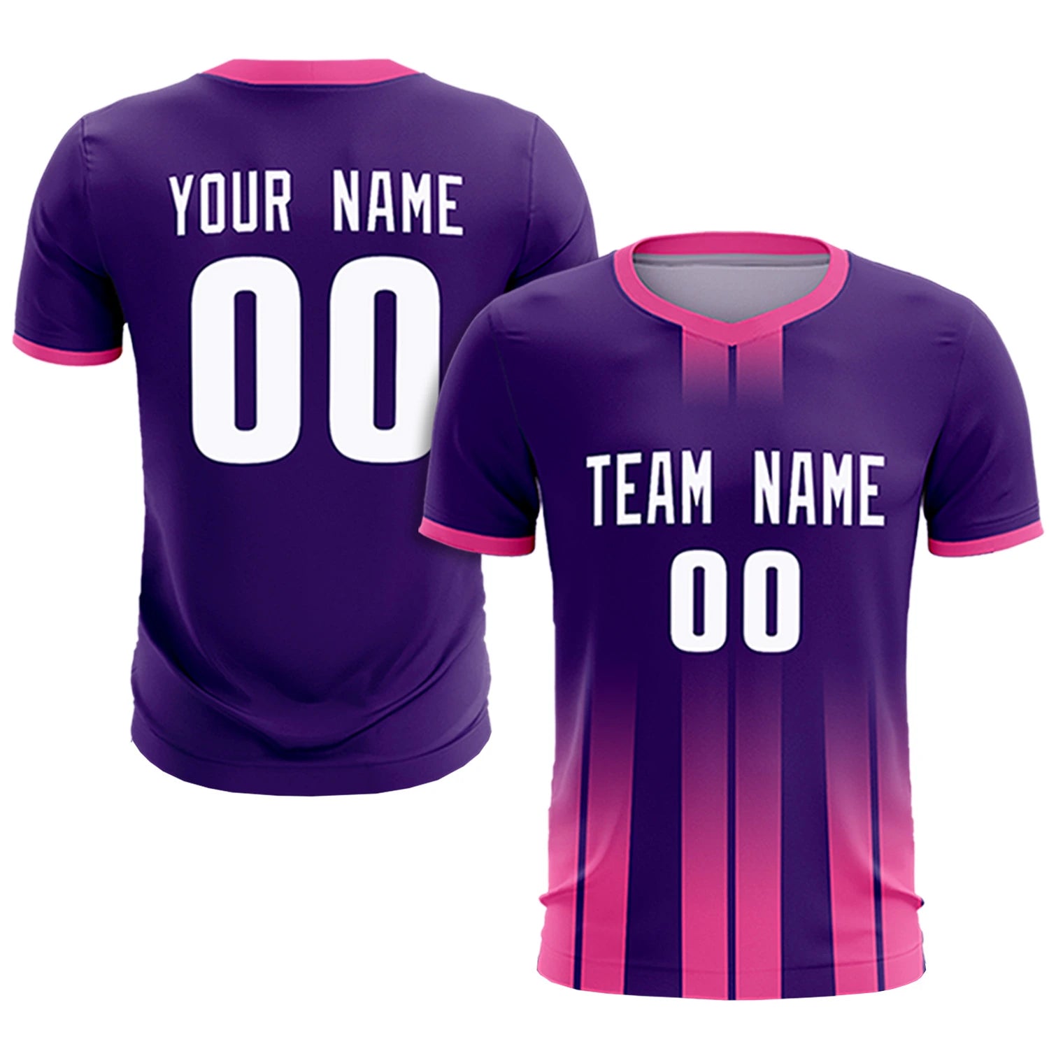 Custom Purple Pink Vertical Training Uniform Soccer Sets Jersey